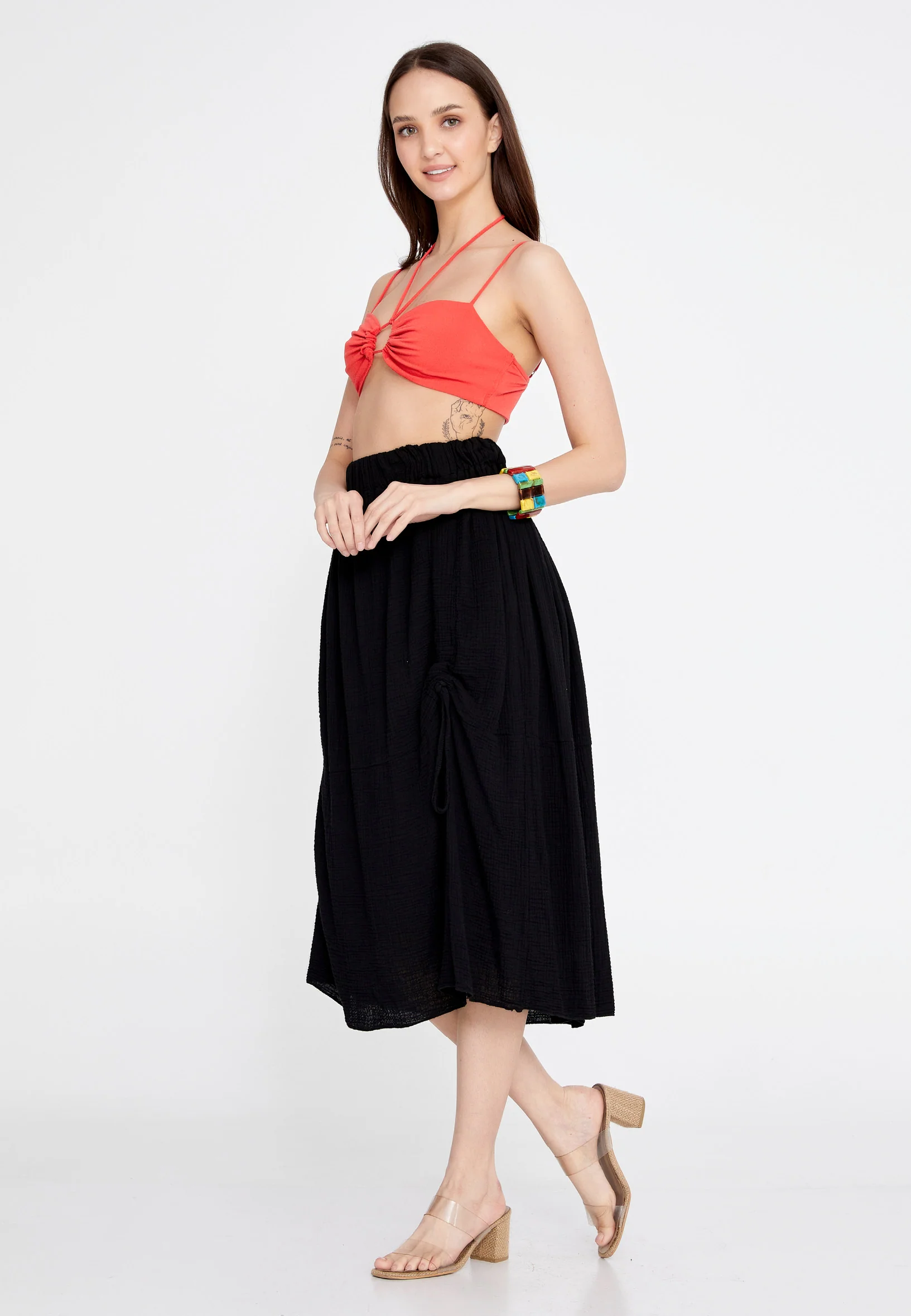 Midi Solid Color Regular Skirt rui19456 - Image 4