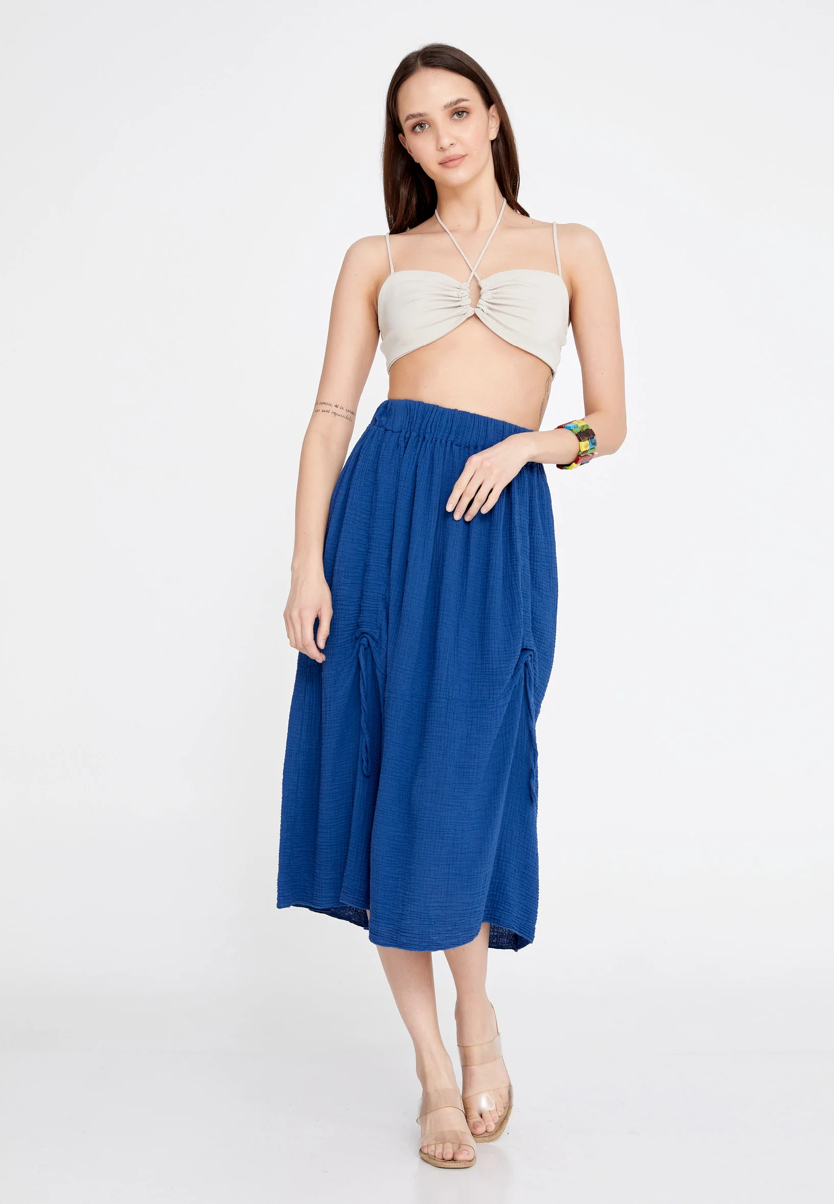 Midi Solid Color Regular Skirt rui19456 - Image 6