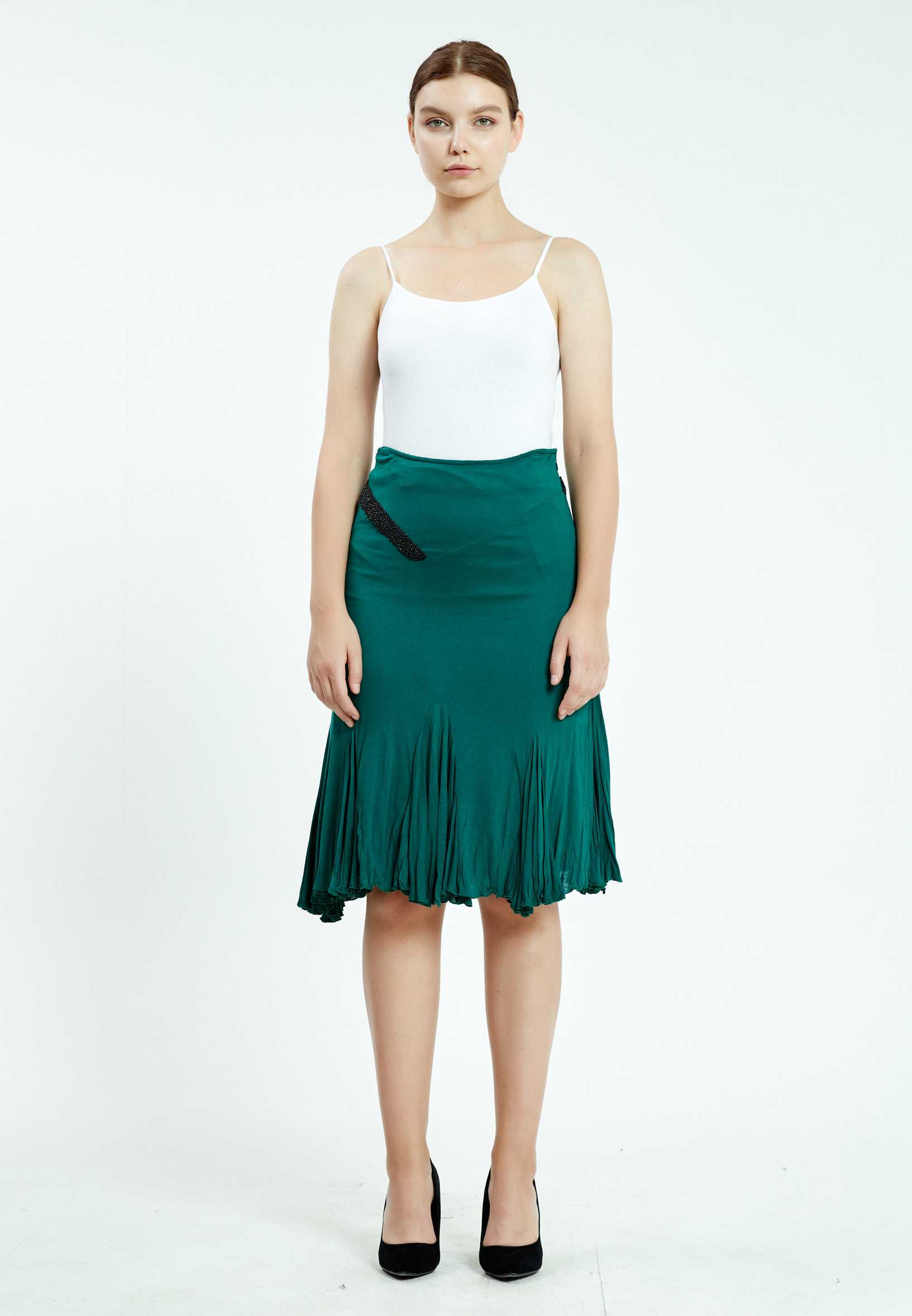 Midi Solid Color Regular Skirt ser10790
