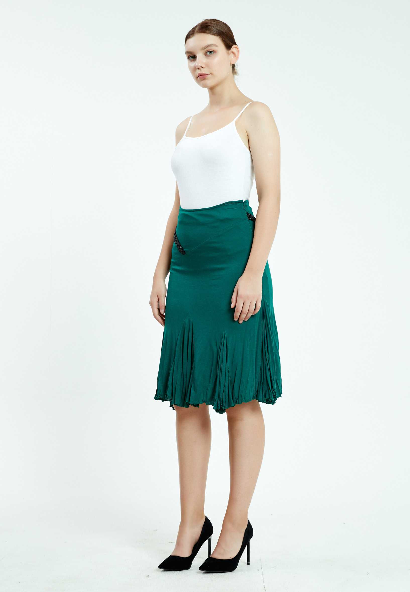 Midi Solid Color Regular Skirt ser10790 - Image 3