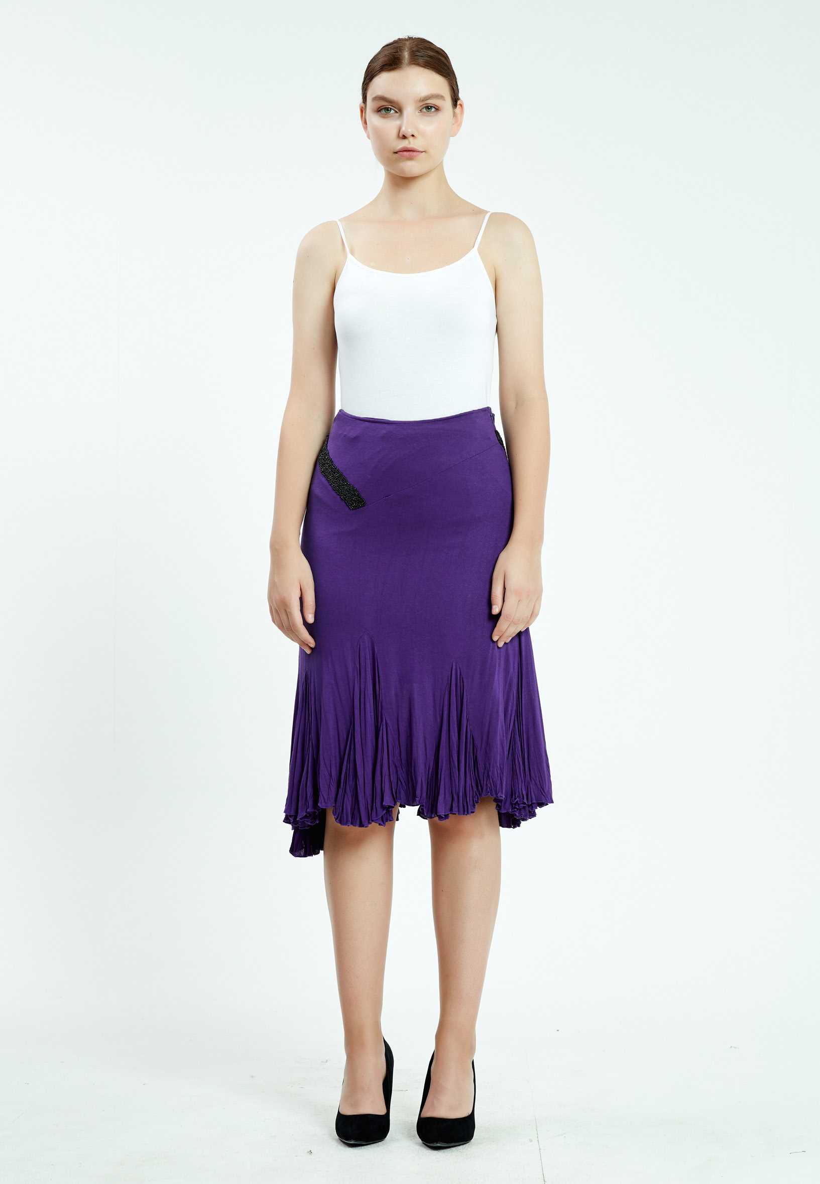 Midi Solid Color Regular Skirt ser10790 - Image 5
