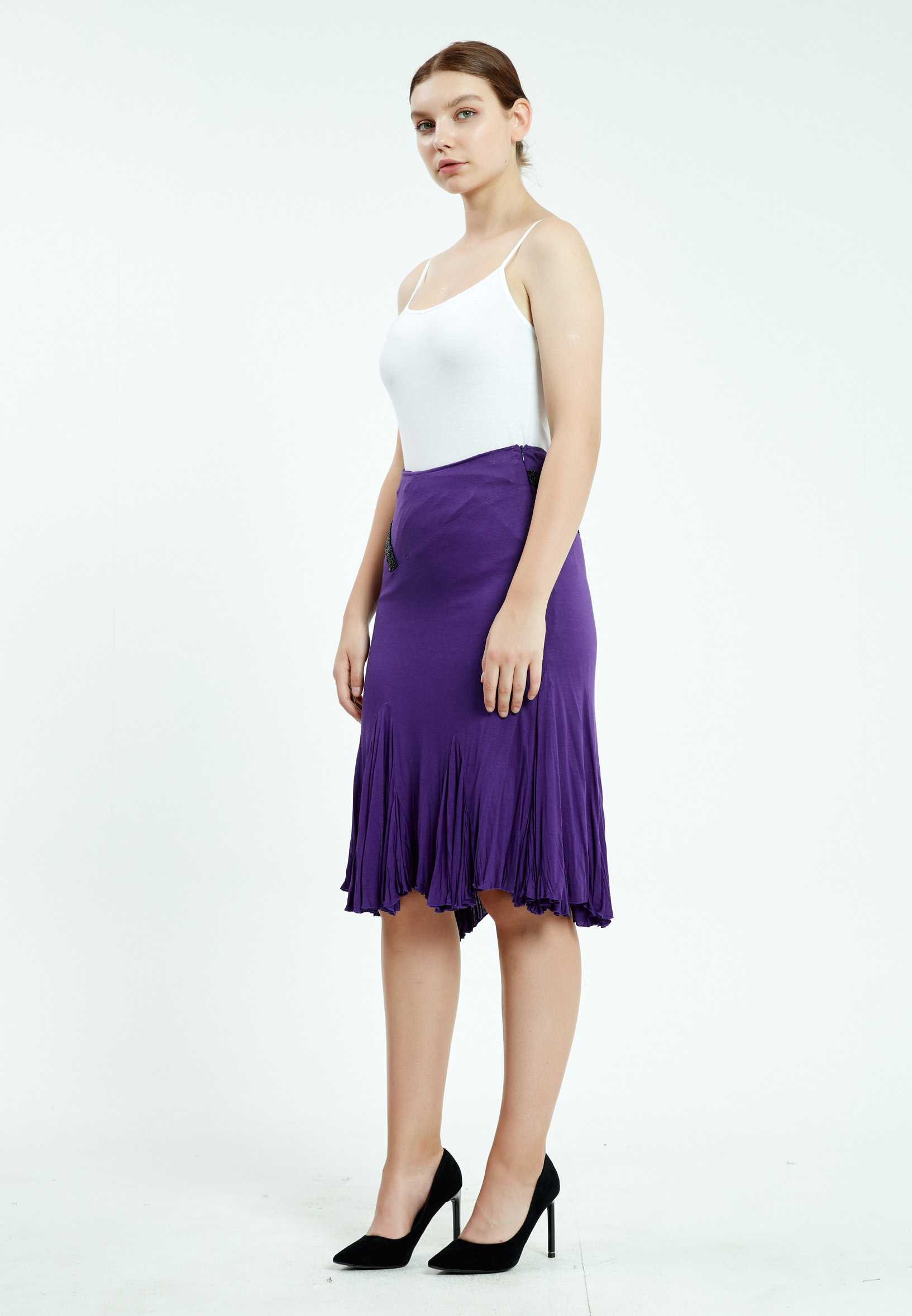 Midi Solid Color Regular Skirt ser10790 - Image 7