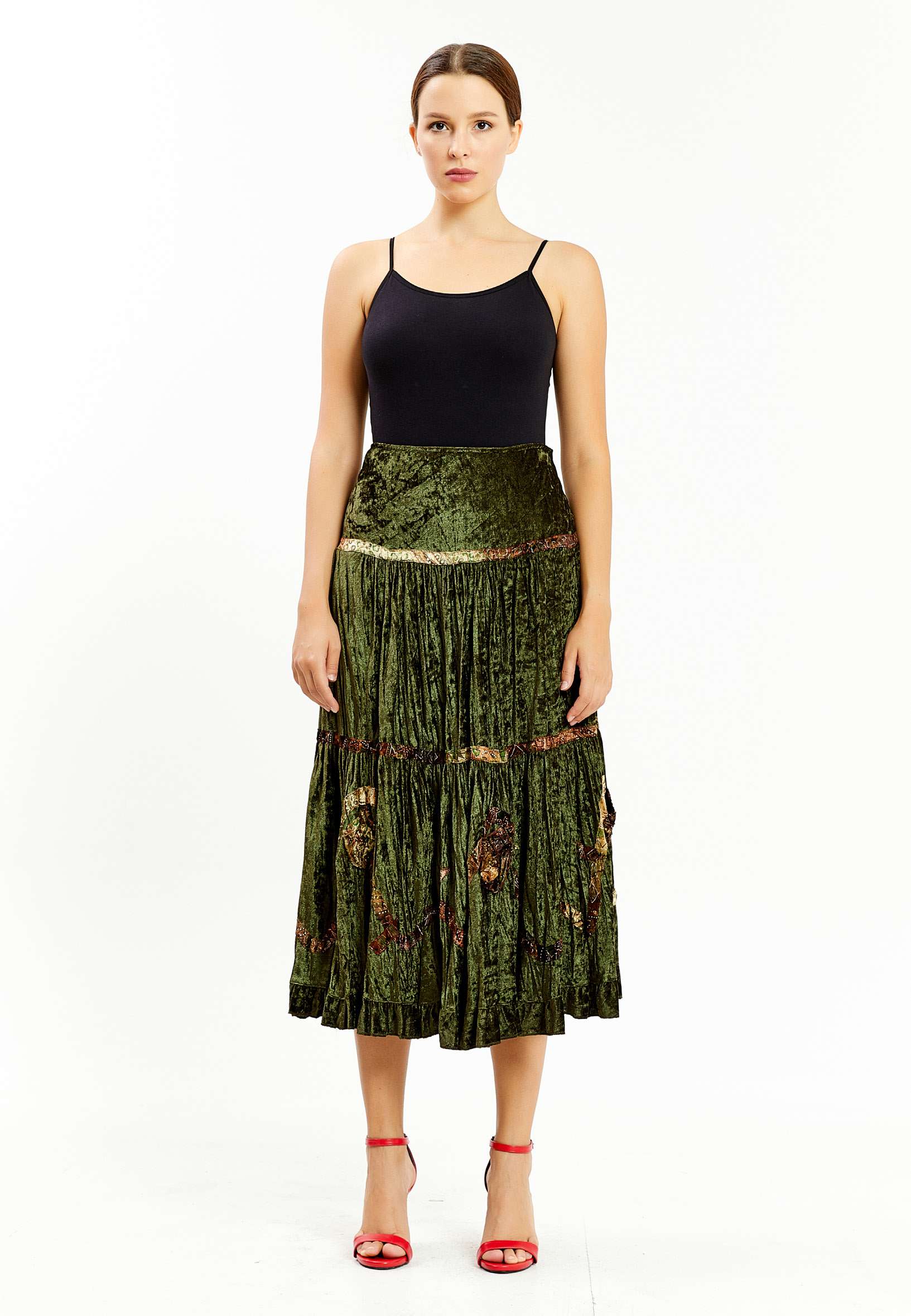 Midi Solid Color Regular Skirt ser2105 - Image 6
