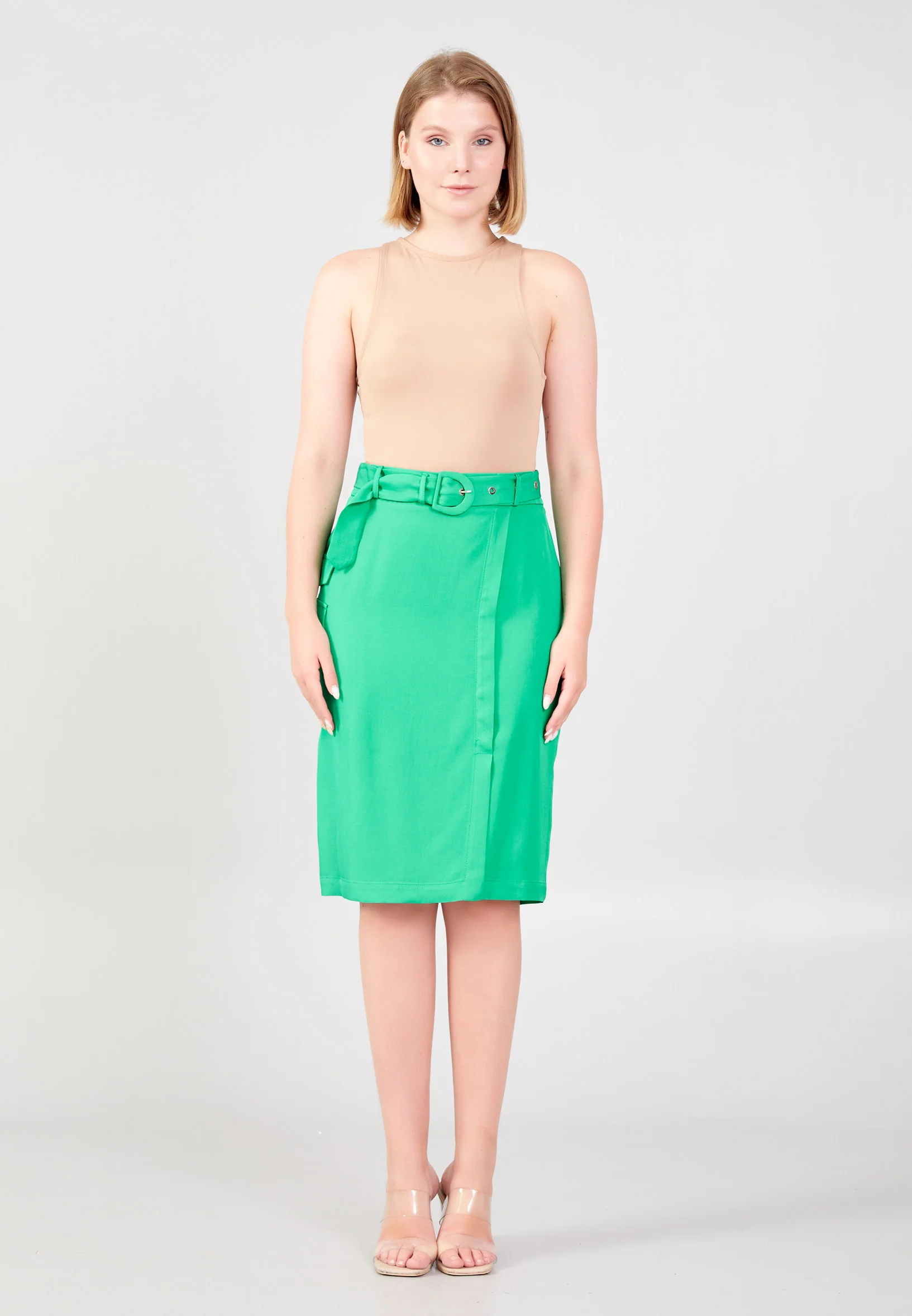 Midi Solid Color Regular Skirt shu23sy03004