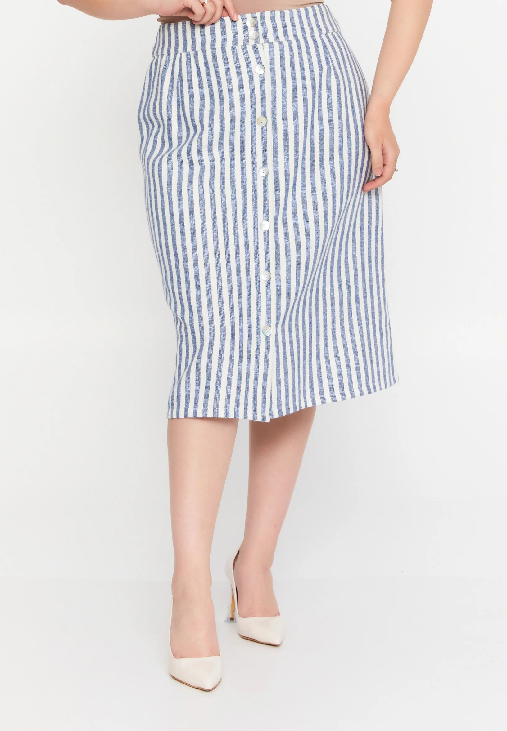 Midi Striped Plus Size Skirt faiu36160-2
