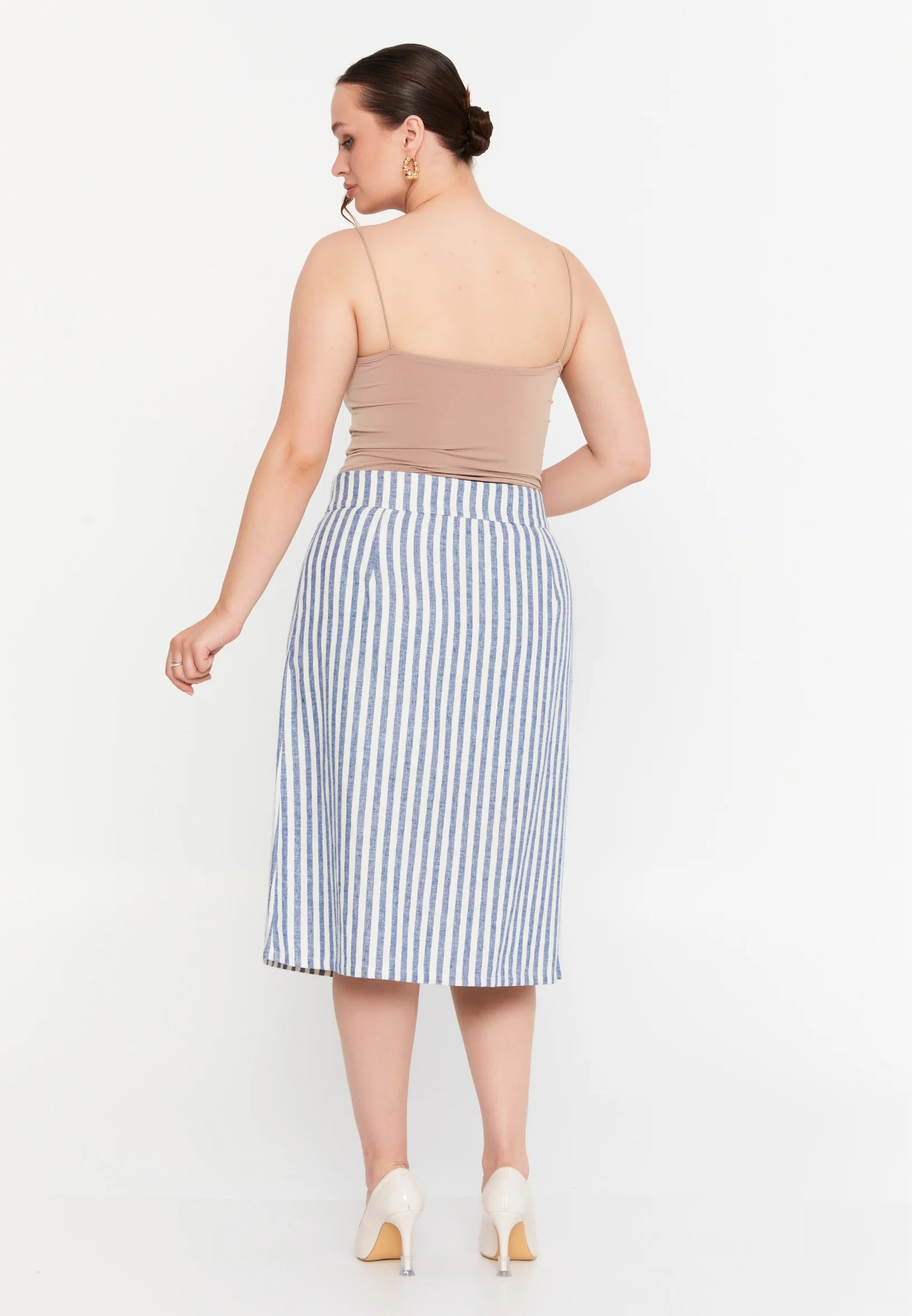 Midi Striped Plus Size Skirt faiu36160-2 - Image 3