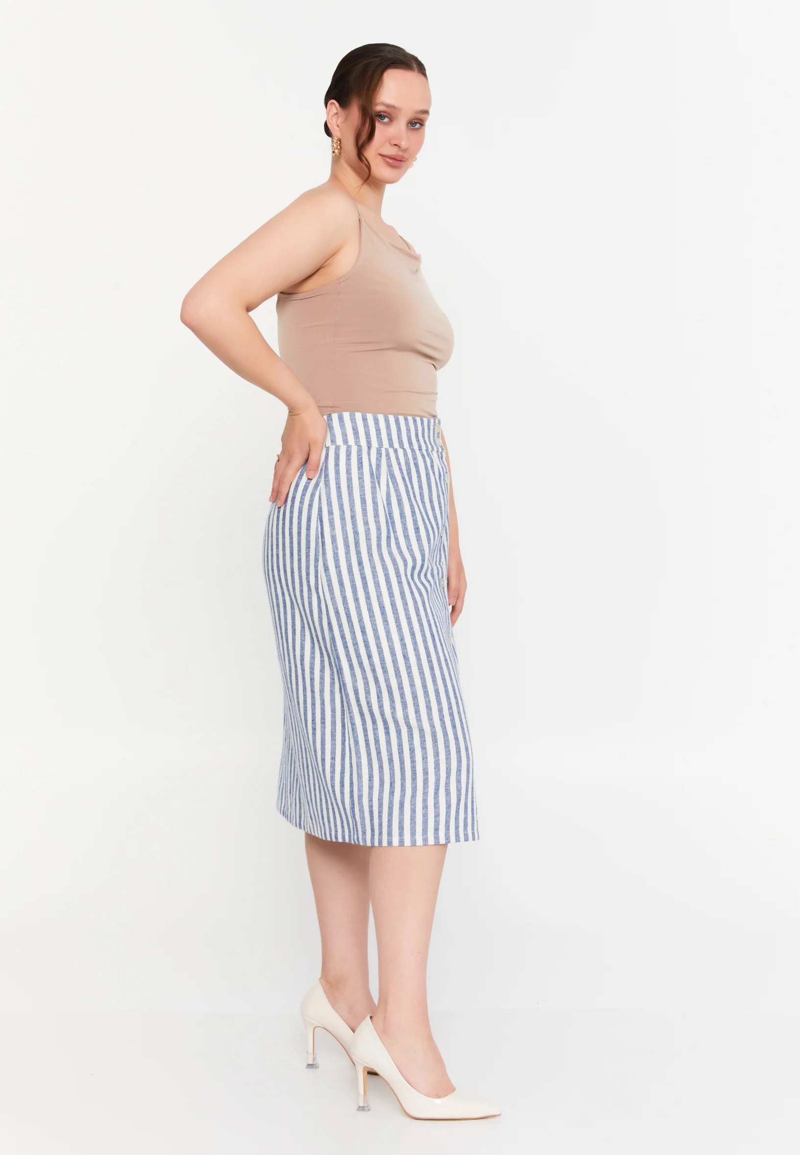 Midi Striped Plus Size Skirt faiu36160-2 - Image 4