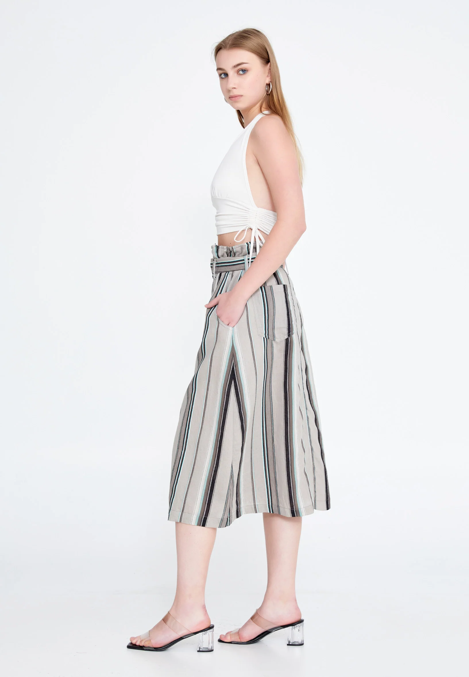 Midi Striped Regular Skirt ber20y3104 - Image 4