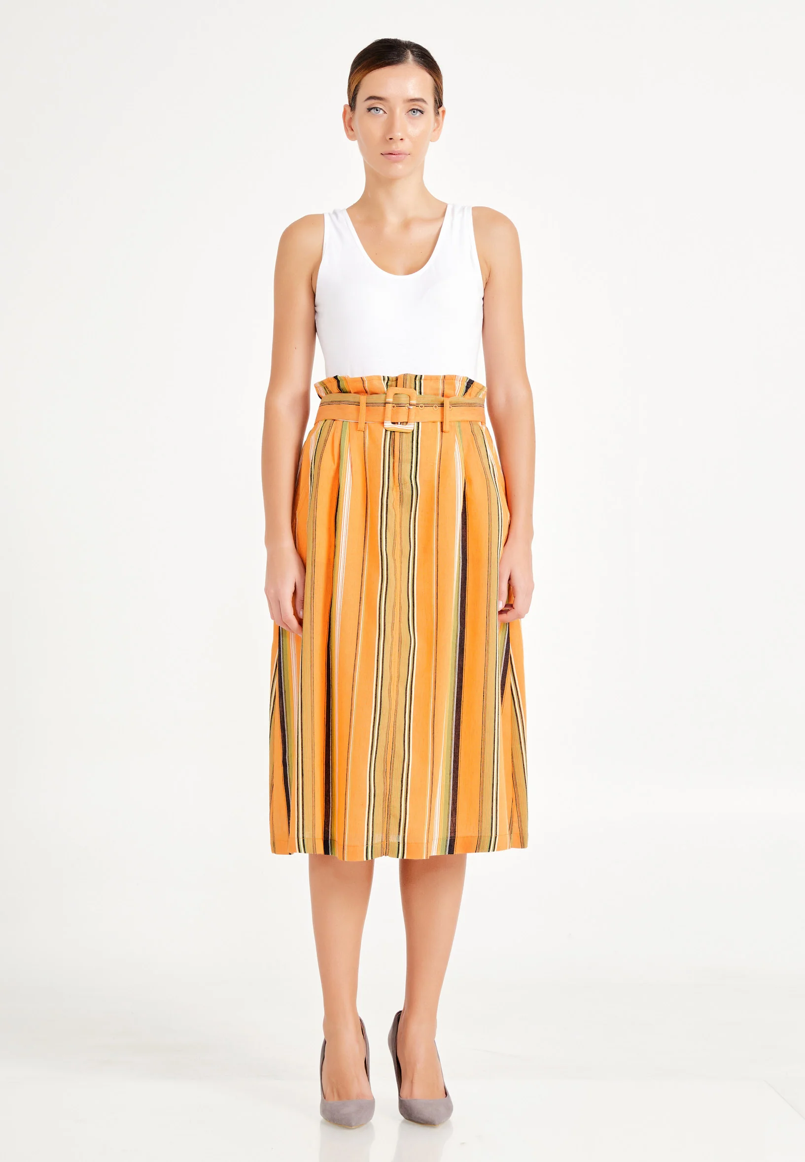 Midi Striped Regular Skirt ber20y3104 - Image 6