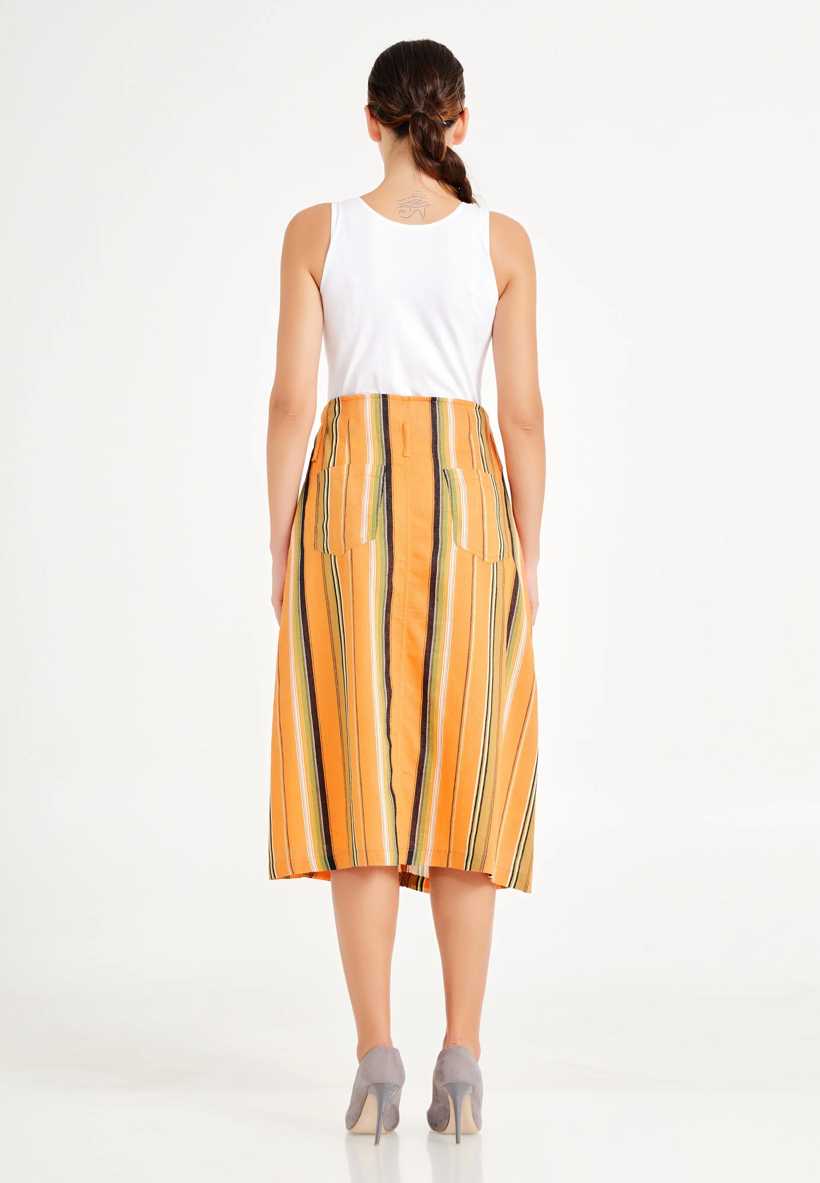 Midi Striped Regular Skirt ber20y3104 - Image 7