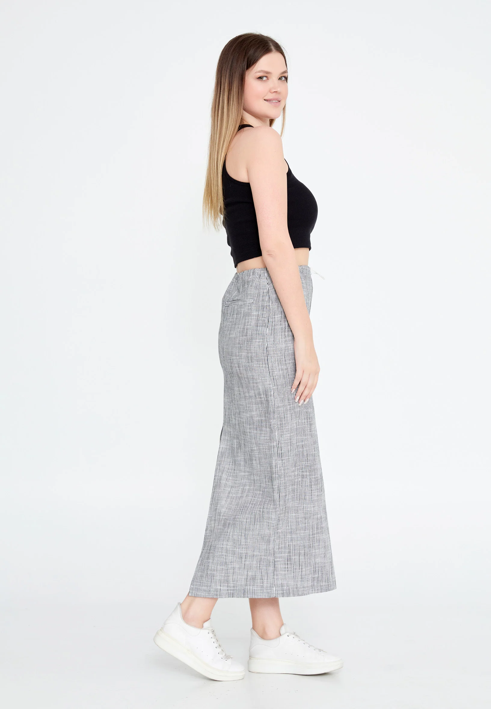 Midi Striped Regular Skirt ber23y3142 - Image 8