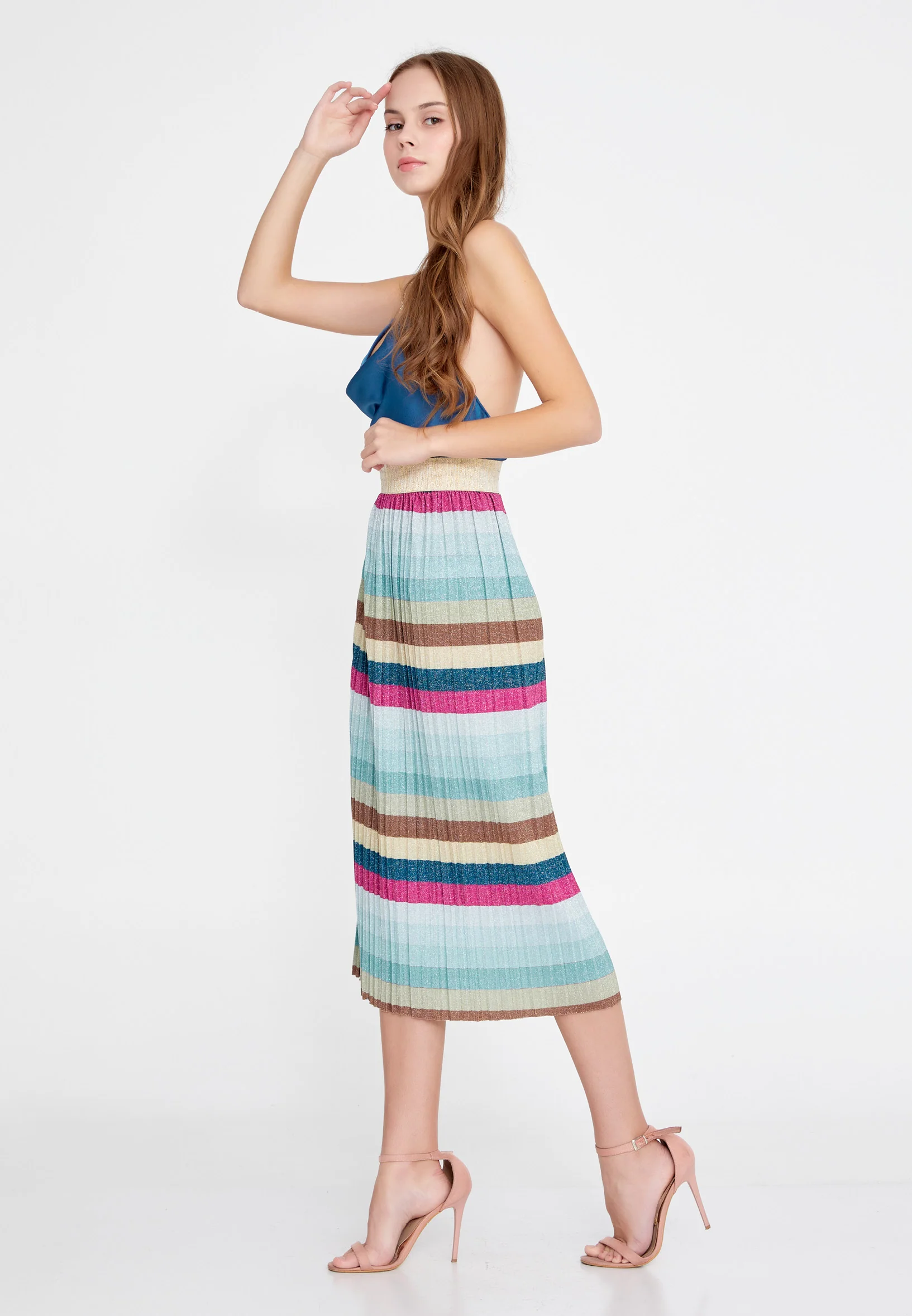 Midi Striped Regular Skirt esl363gonna - Image 8