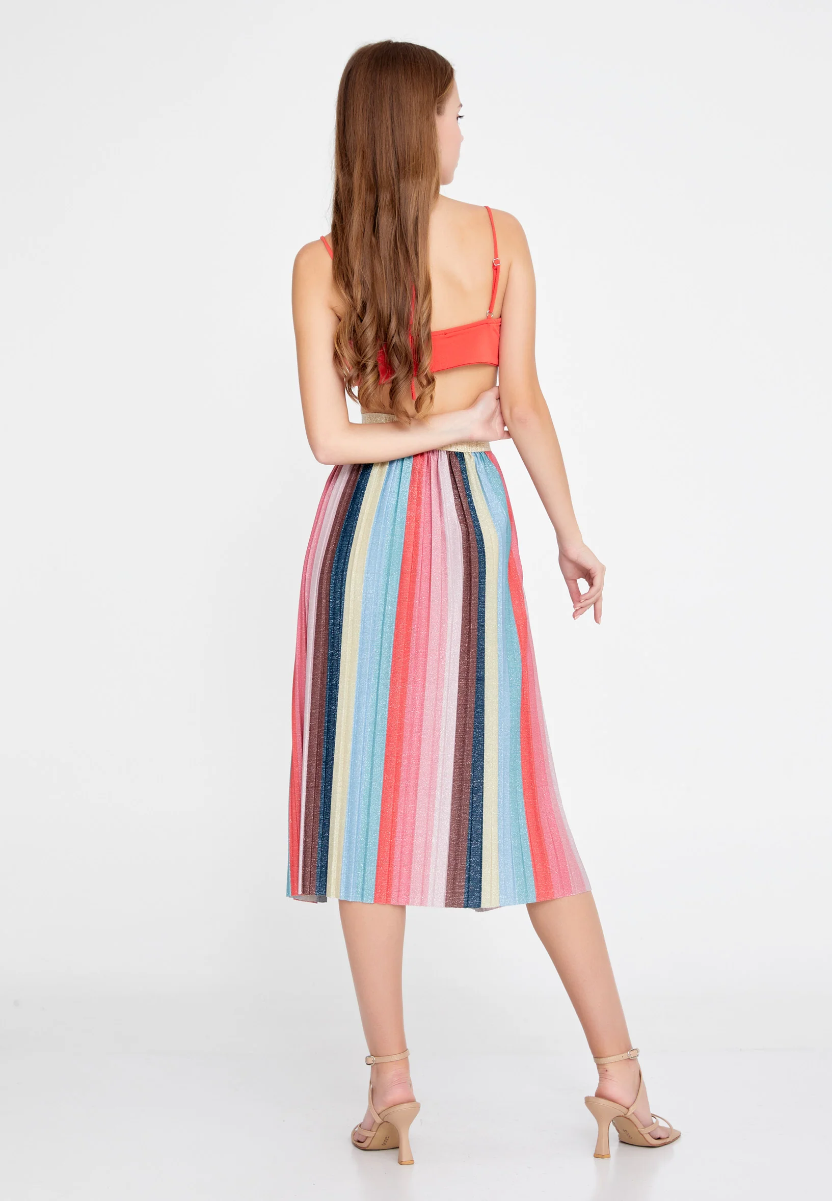 Midi Striped Regular Skirt esl376gonna - Image 11
