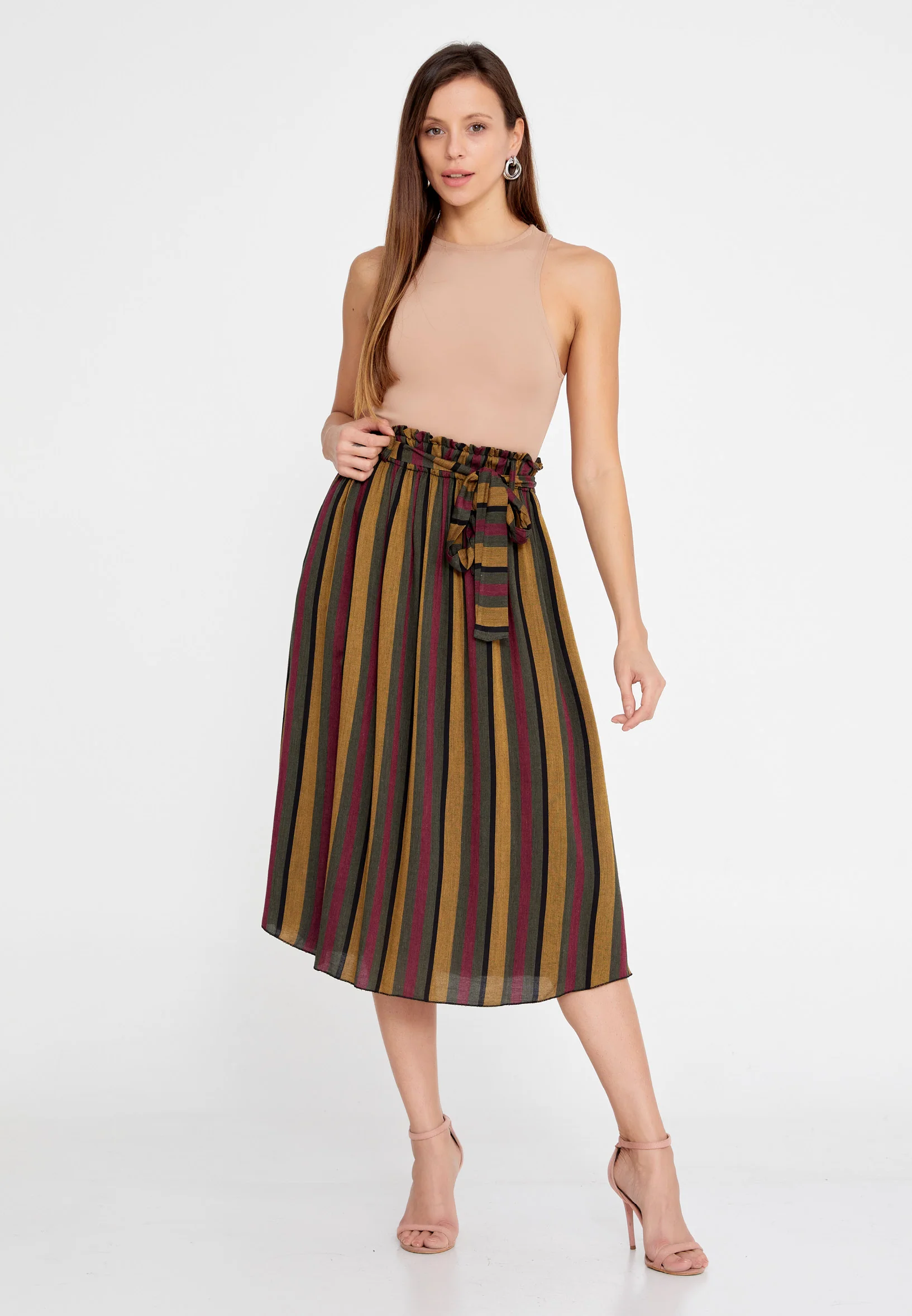 Midi Striped Regular Skirt rui194018 - Image 2