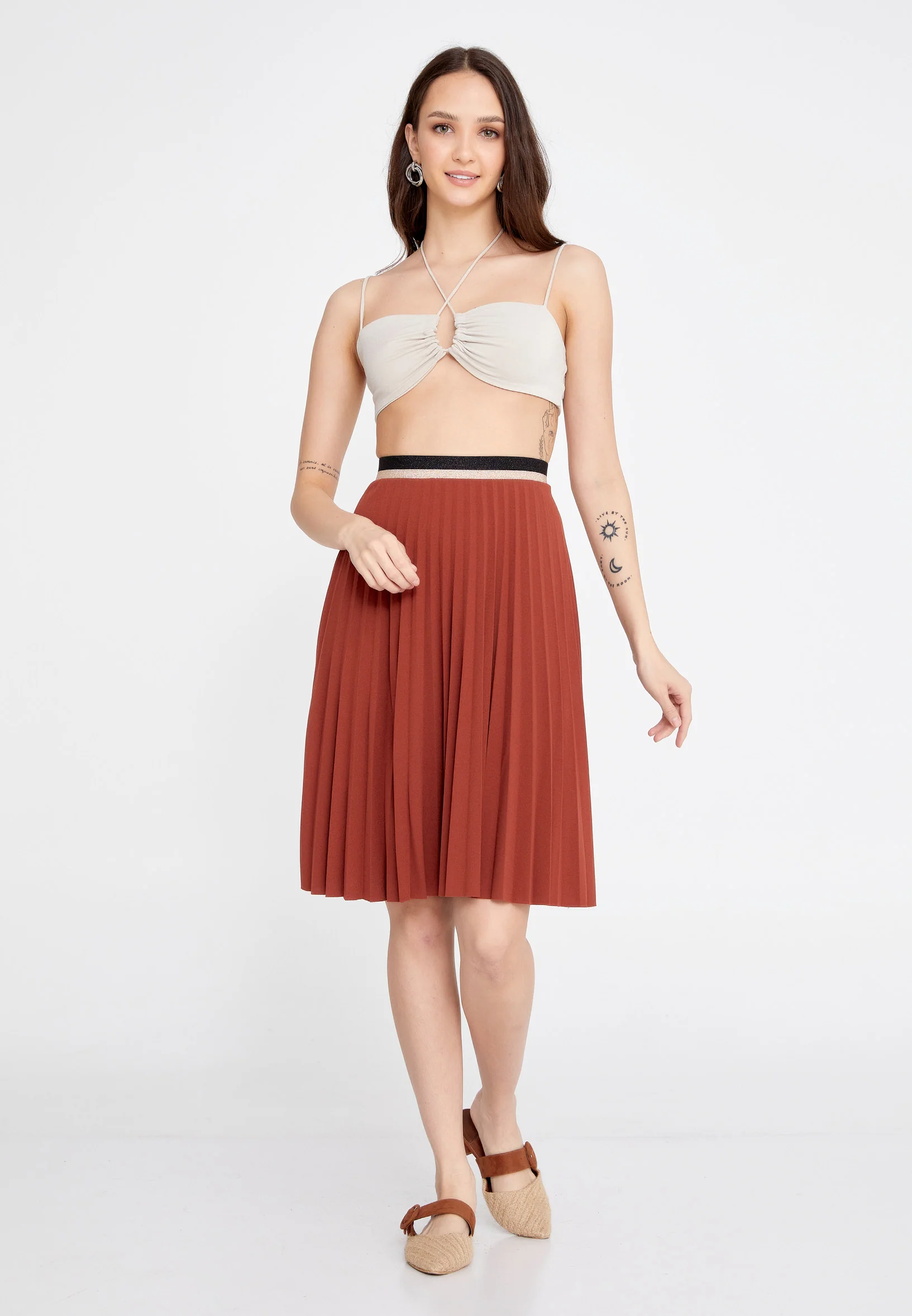 Mini Solid Color Regular Skirt esl9119 - Image 14