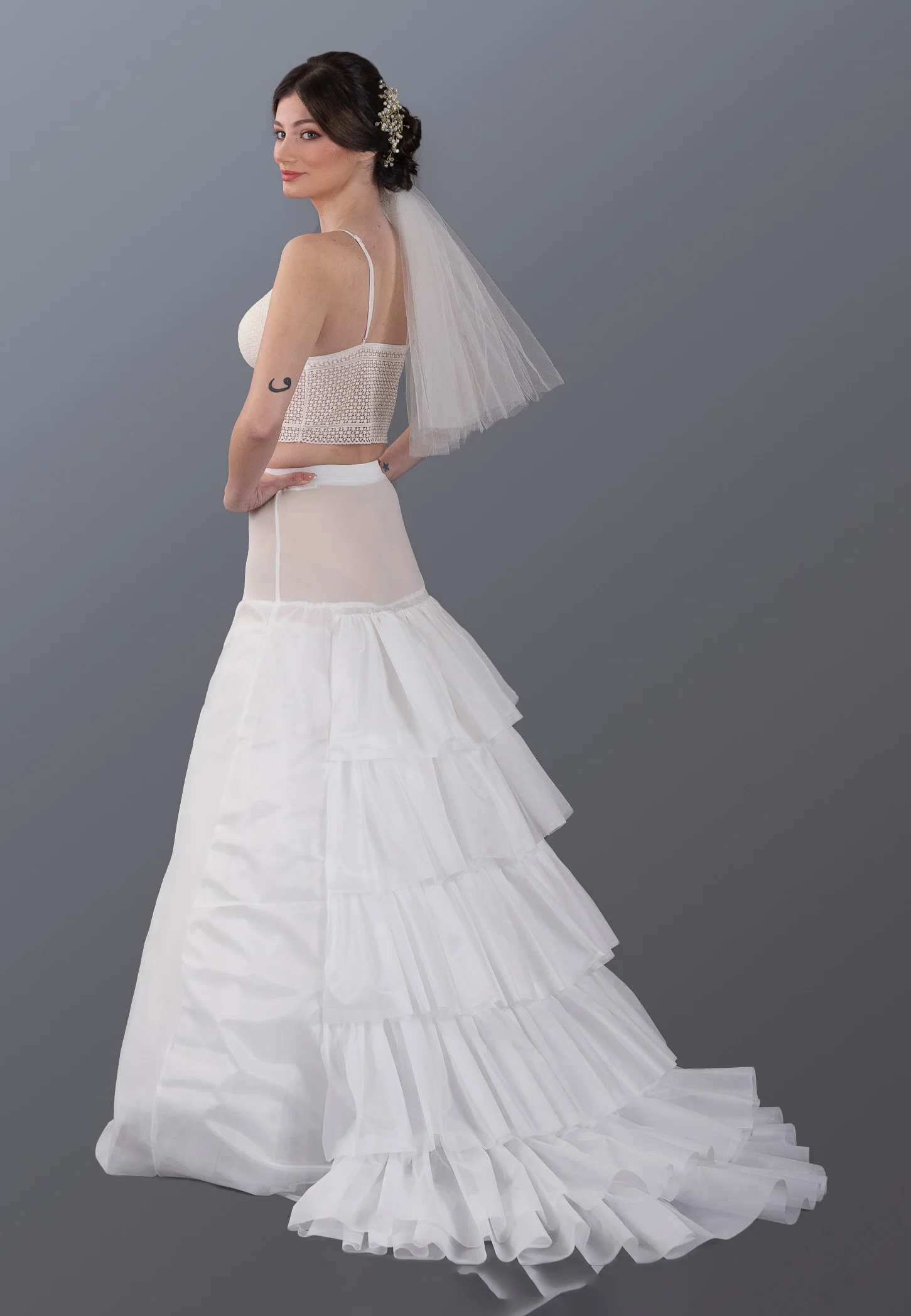 None Tulle With Flounce A-line Petticoat abtet360
