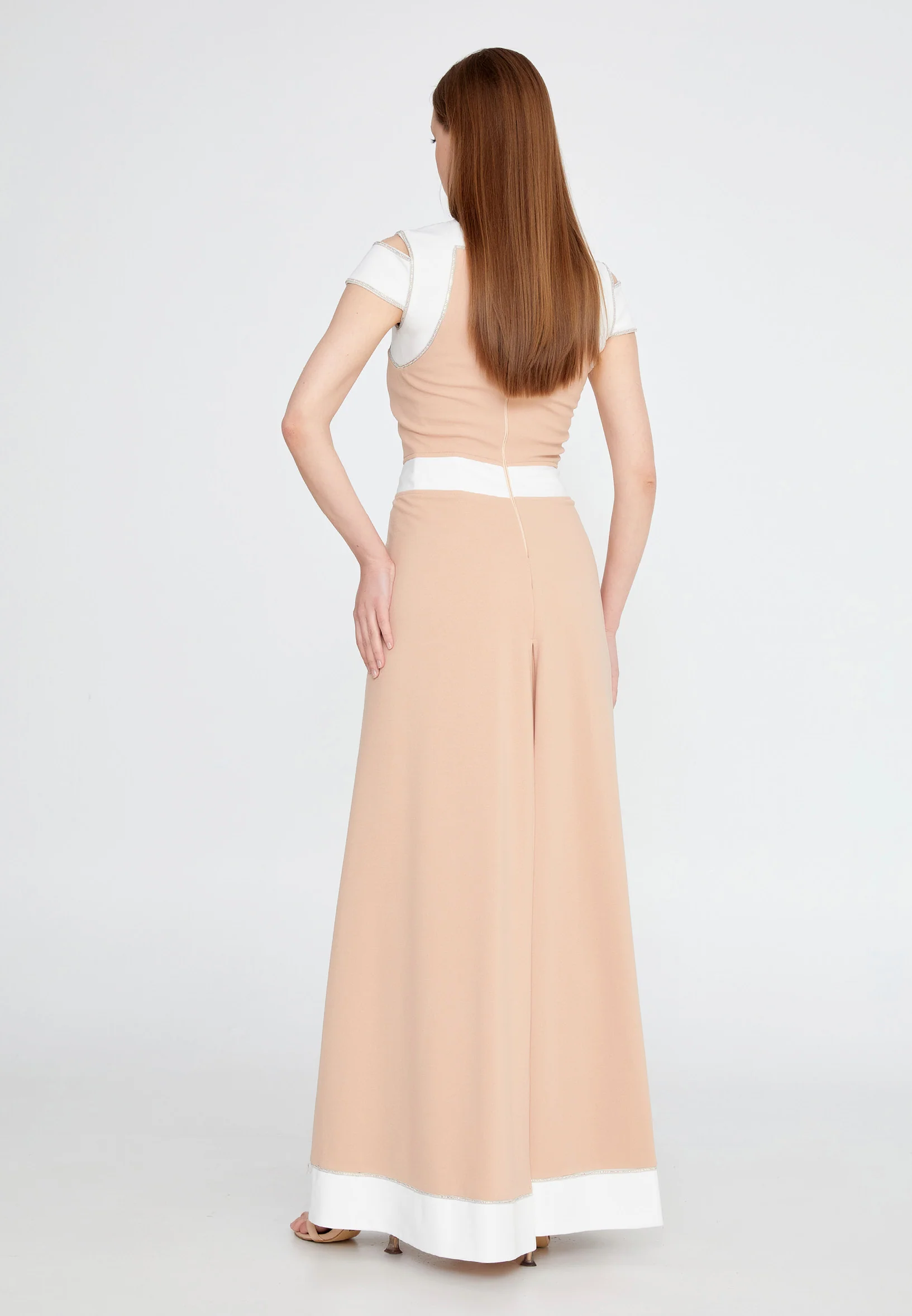 Off Shoulder Crepe Regular Fit Regular Evening Jumpsuit mtn22105 - Image 2