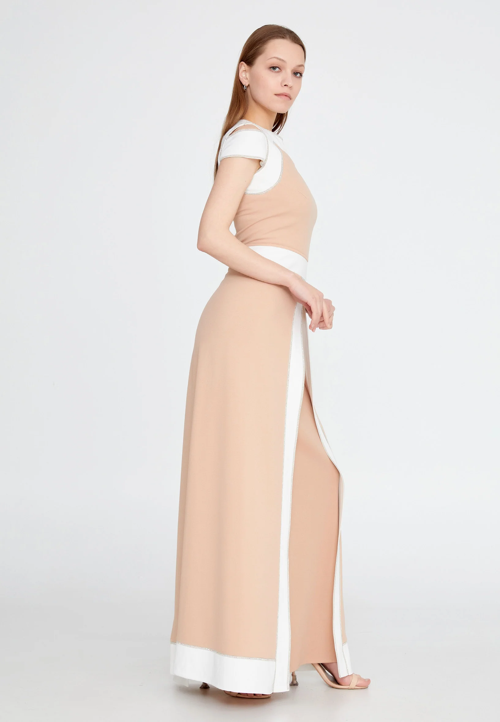 Off Shoulder Crepe Regular Fit Regular Evening Jumpsuit mtn22105 - Image 3