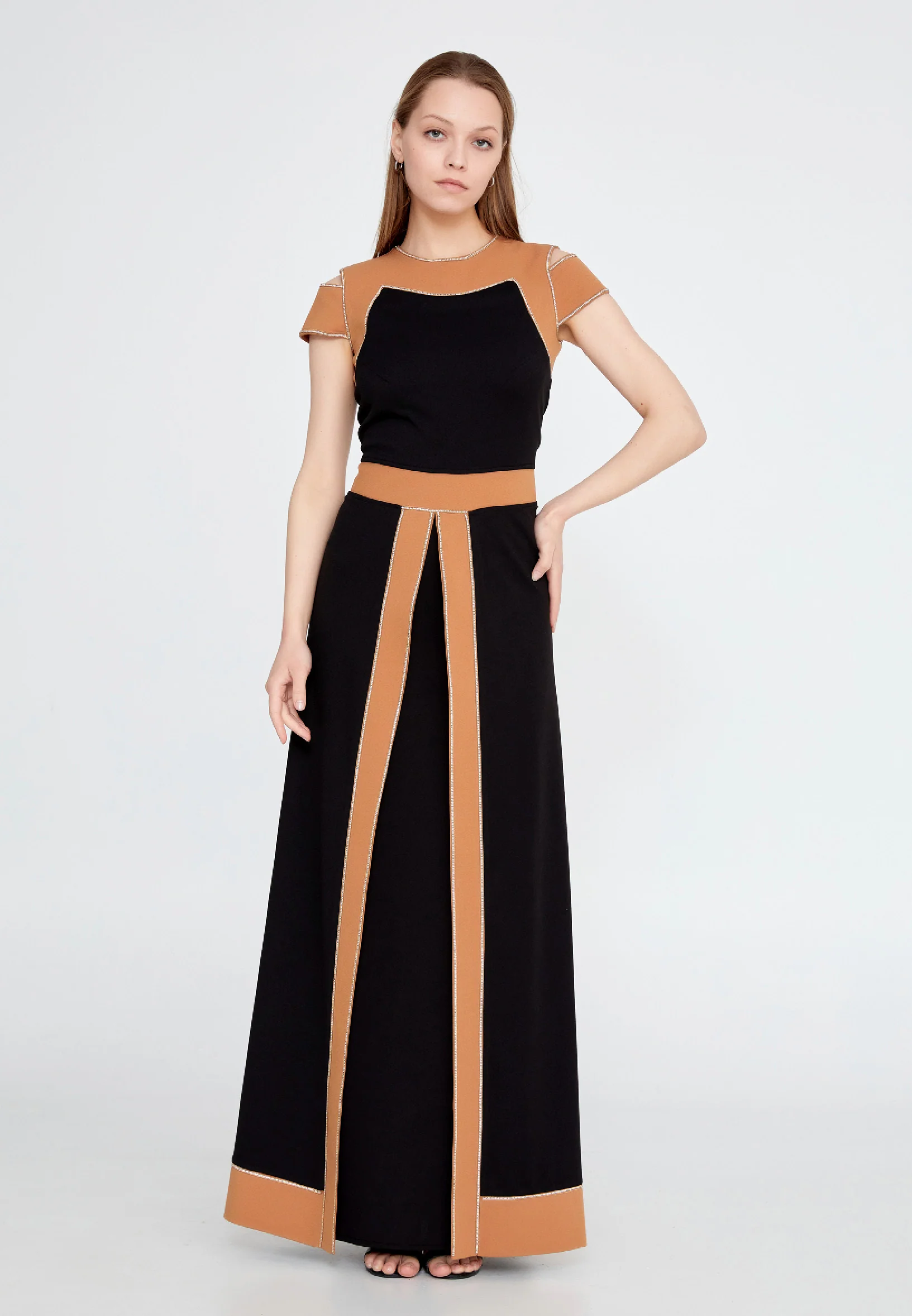 Off Shoulder Crepe Regular Fit Regular Evening Jumpsuit mtn22105 - Image 5