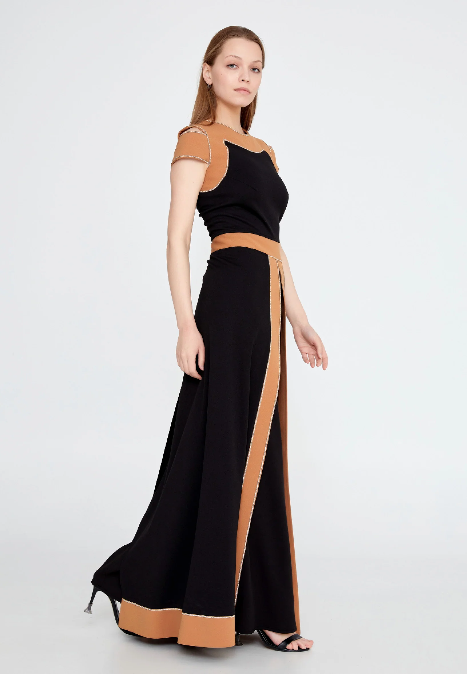 Off Shoulder Crepe Regular Fit Regular Evening Jumpsuit mtn22105 - Image 7