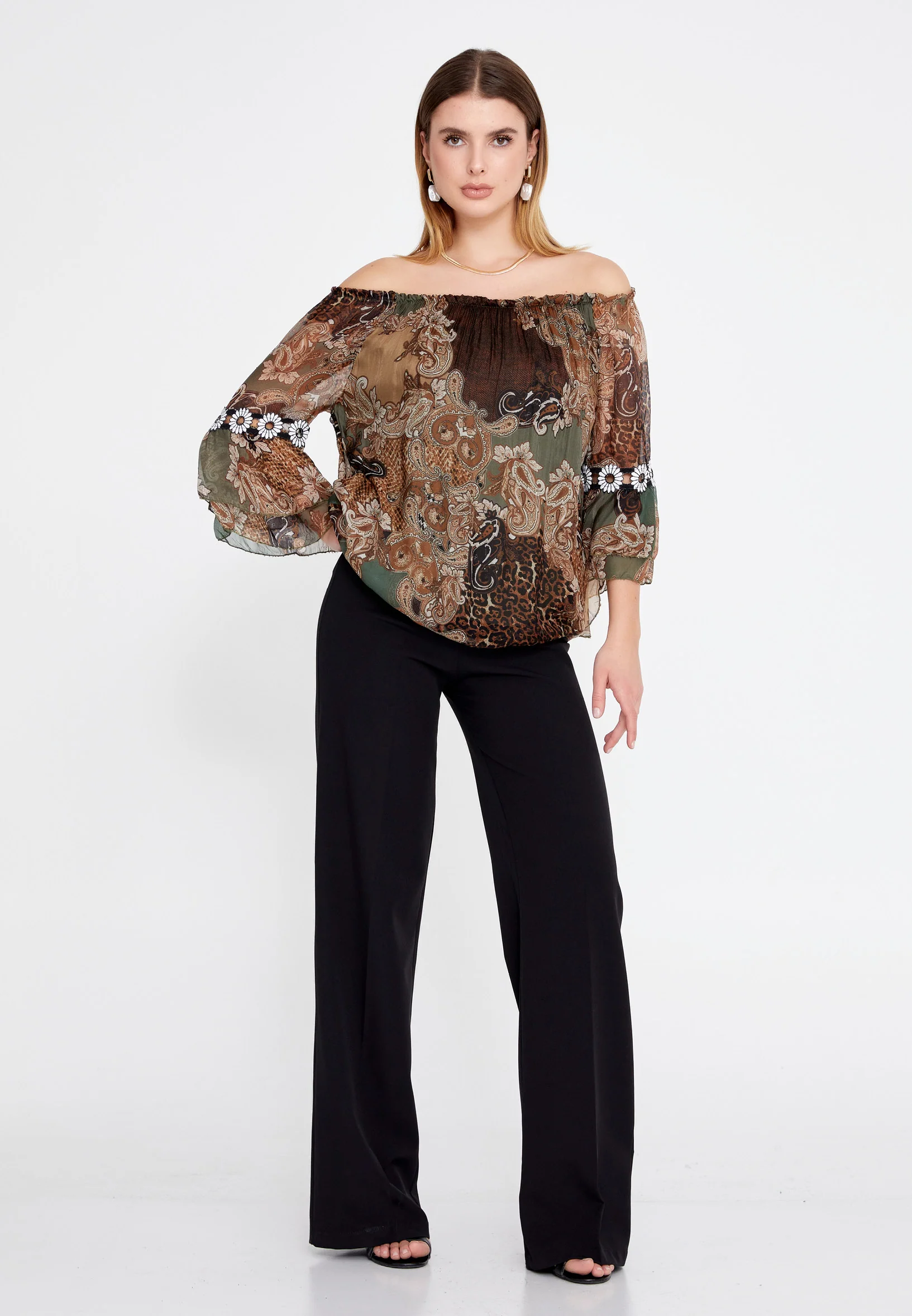 Off Shoulder Floral Regular Blouse esl5238 - Image 13