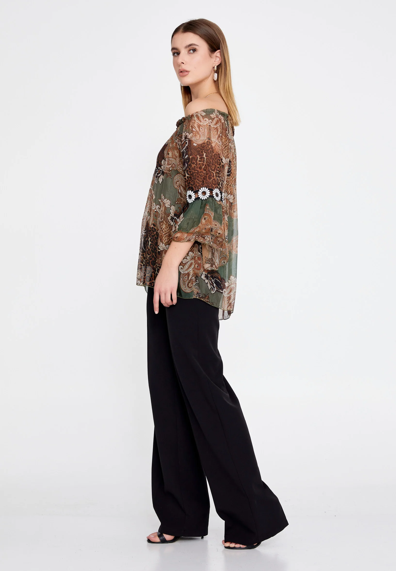 Off Shoulder Floral Regular Blouse esl5238 - Image 15
