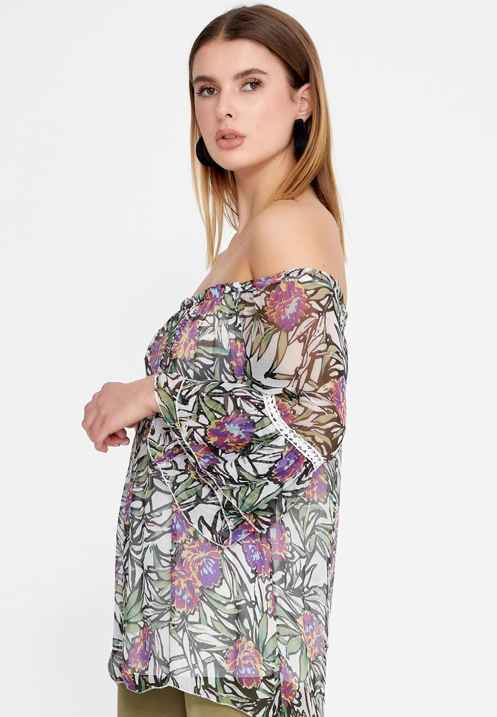 Off Shoulder Floral Regular Blouse esl5238 - Image 20