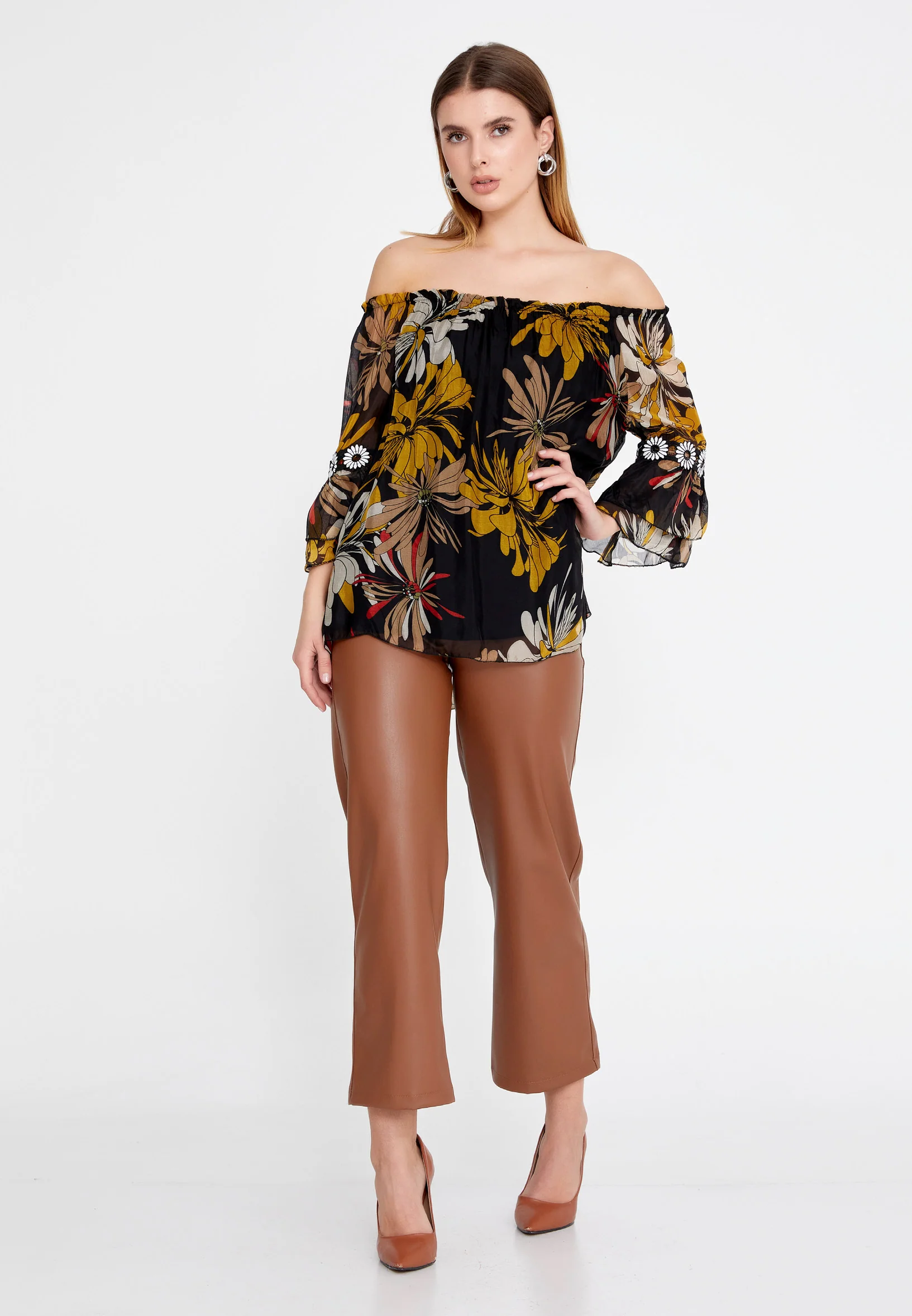 Off Shoulder Floral Regular Blouse esl5238 - Image 21