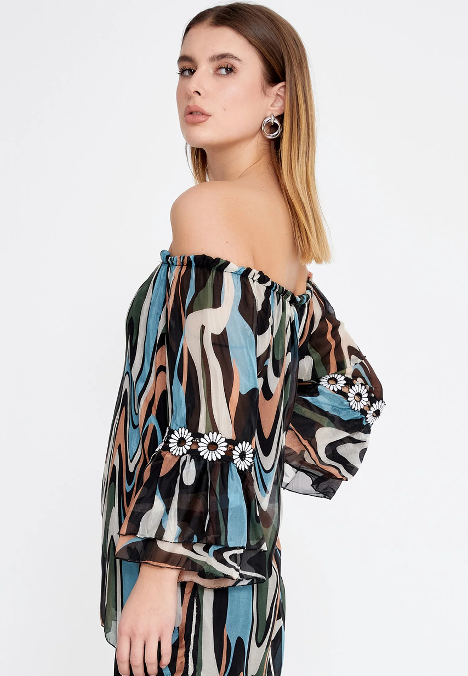 Off Shoulder Floral Regular Blouse esl5238 - Image 8