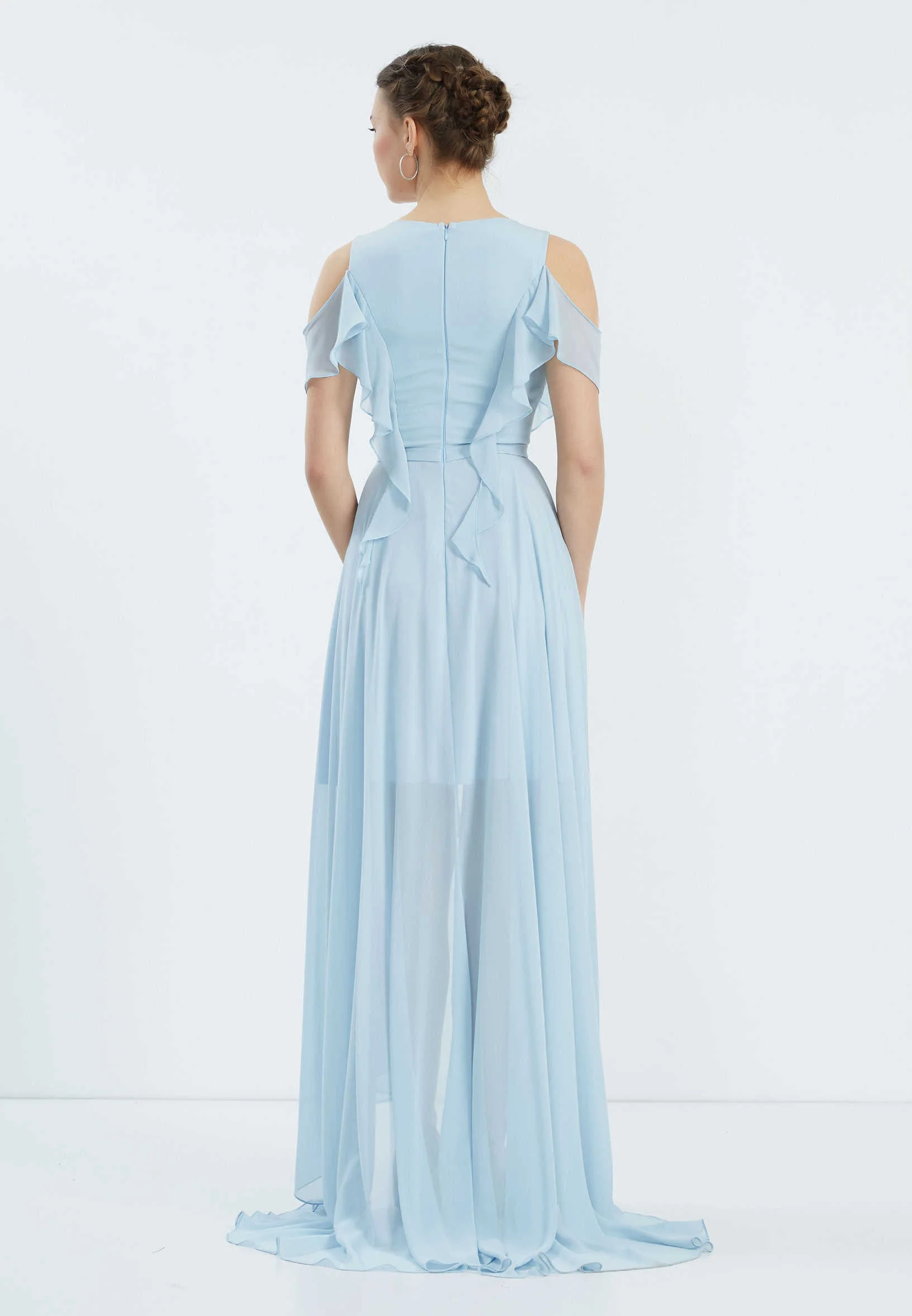 Off Shoulder High-Low Chiffon Column Regular Wedding Guest Dress oli7237 - Image 2