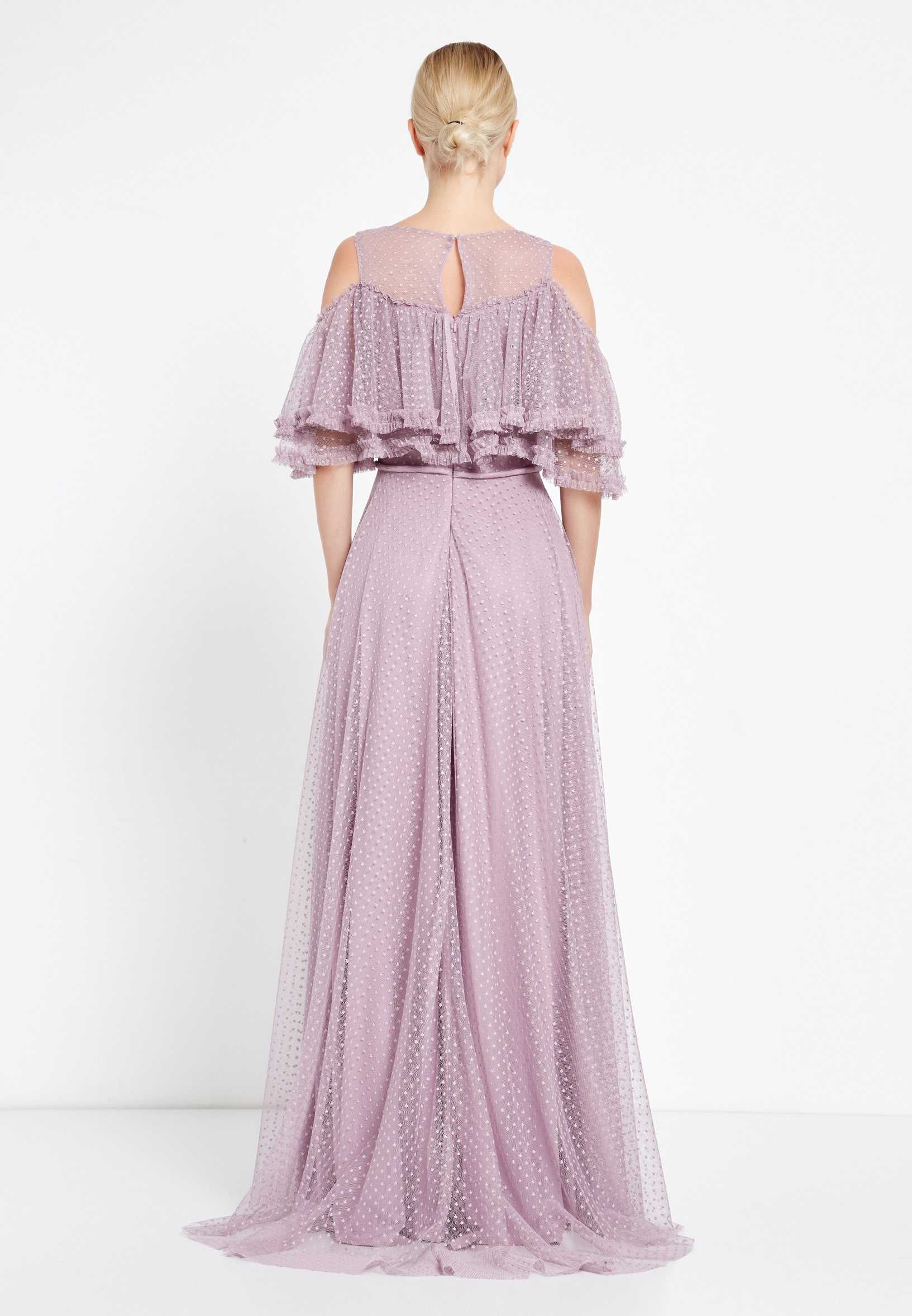Off Shoulder High-Low Tulle Column Regular Wedding Guest Dress nox5021 - Image 10