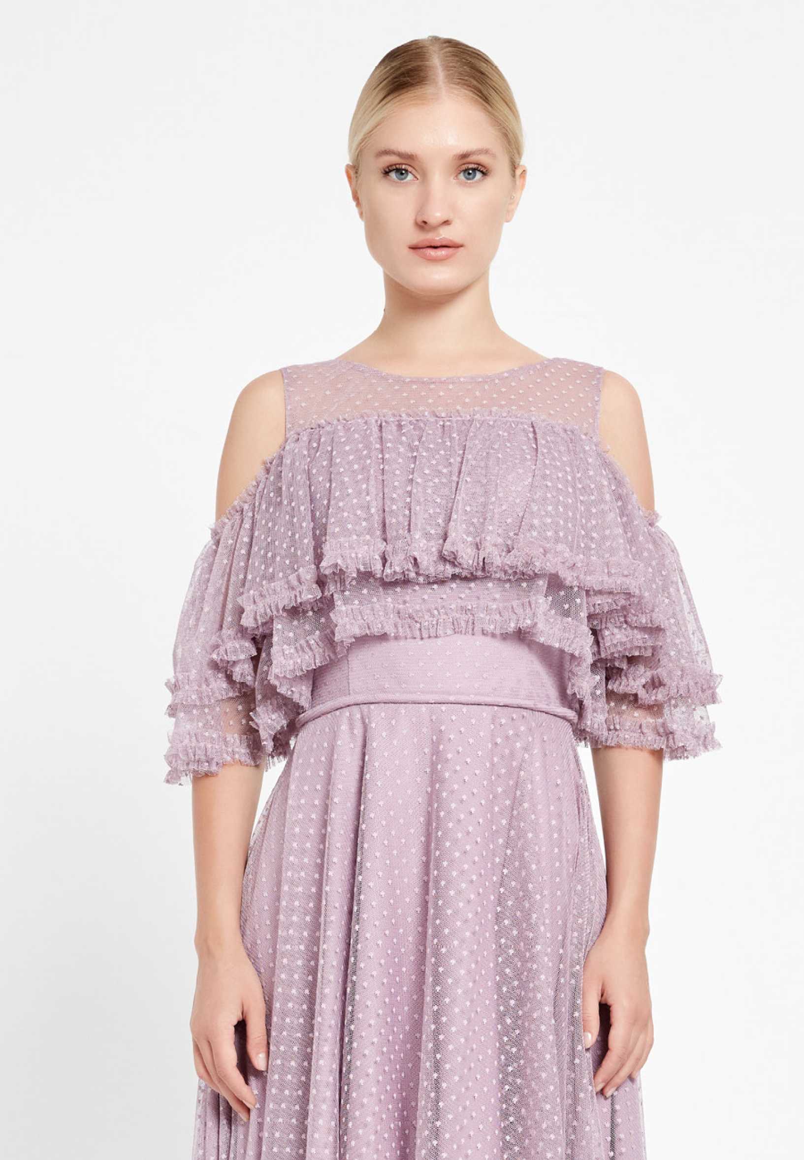 Off Shoulder High-Low Tulle Column Regular Wedding Guest Dress nox5021 - Image 12