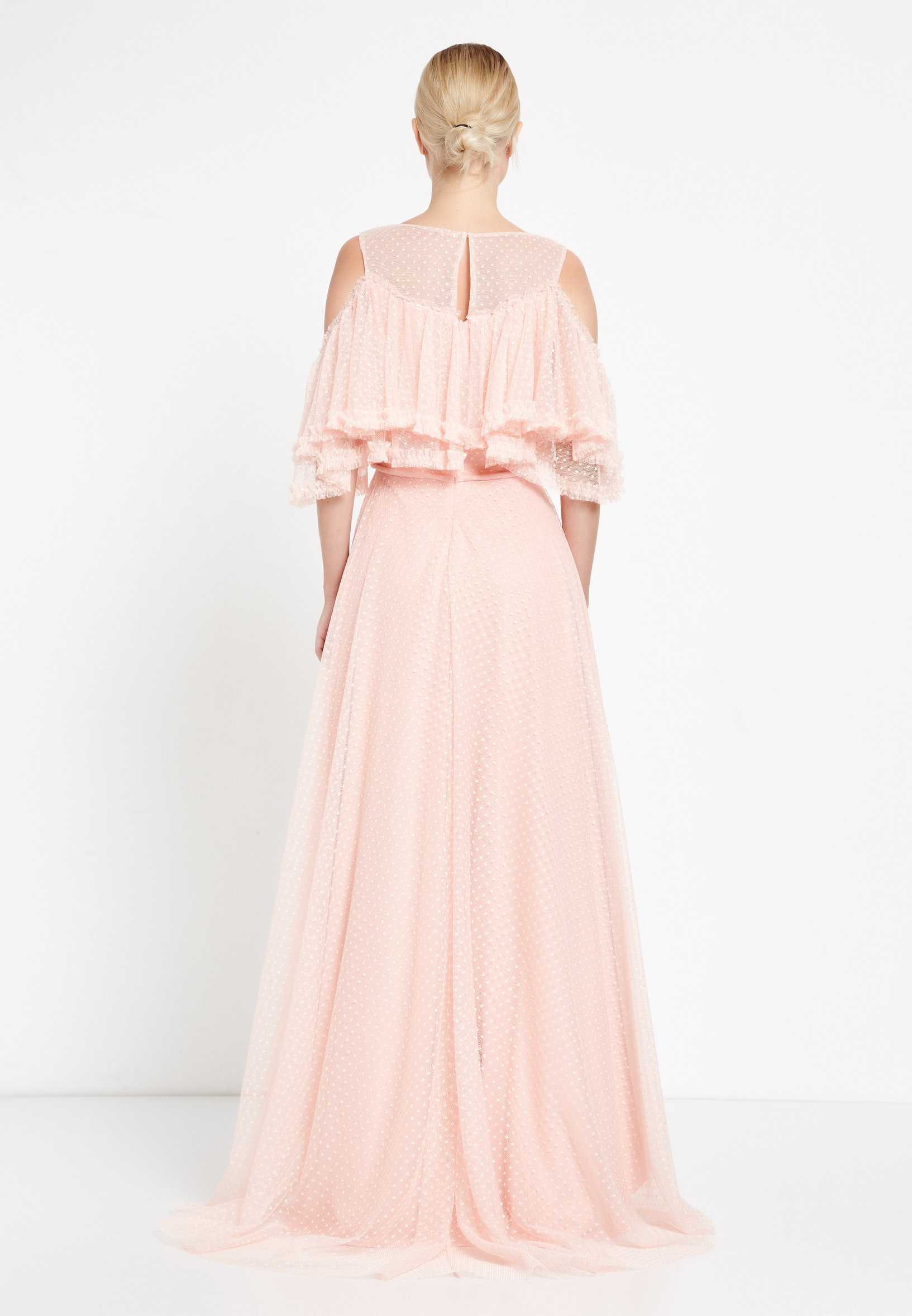 Off Shoulder High-Low Tulle Column Regular Wedding Guest Dress nox5021 - Image 14