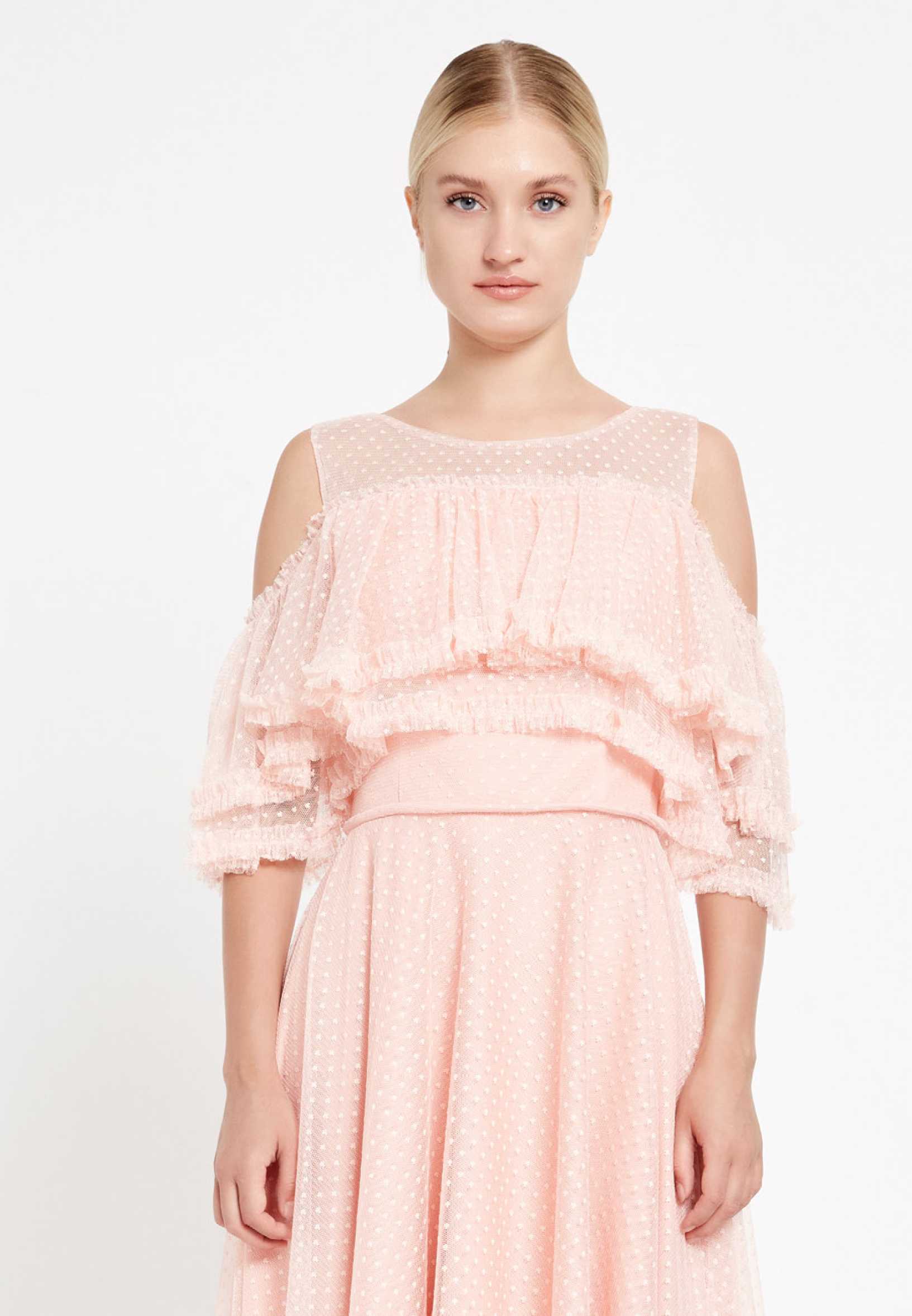 Off Shoulder High-Low Tulle Column Regular Wedding Guest Dress nox5021 - Image 16