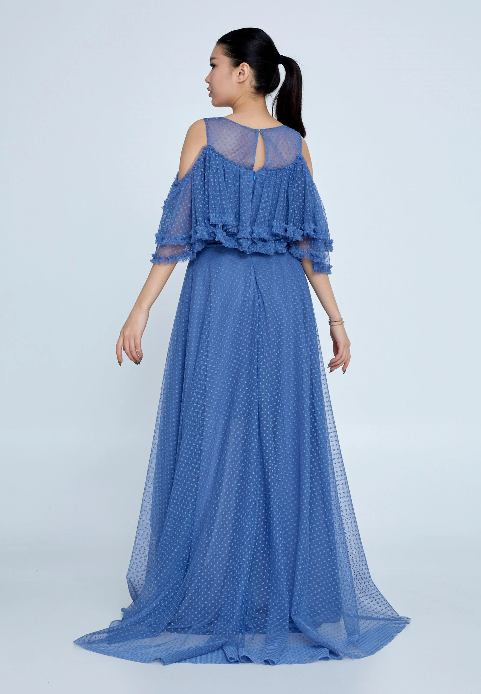 Off Shoulder High-Low Tulle Column Regular Wedding Guest Dress nox5021 - Image 6