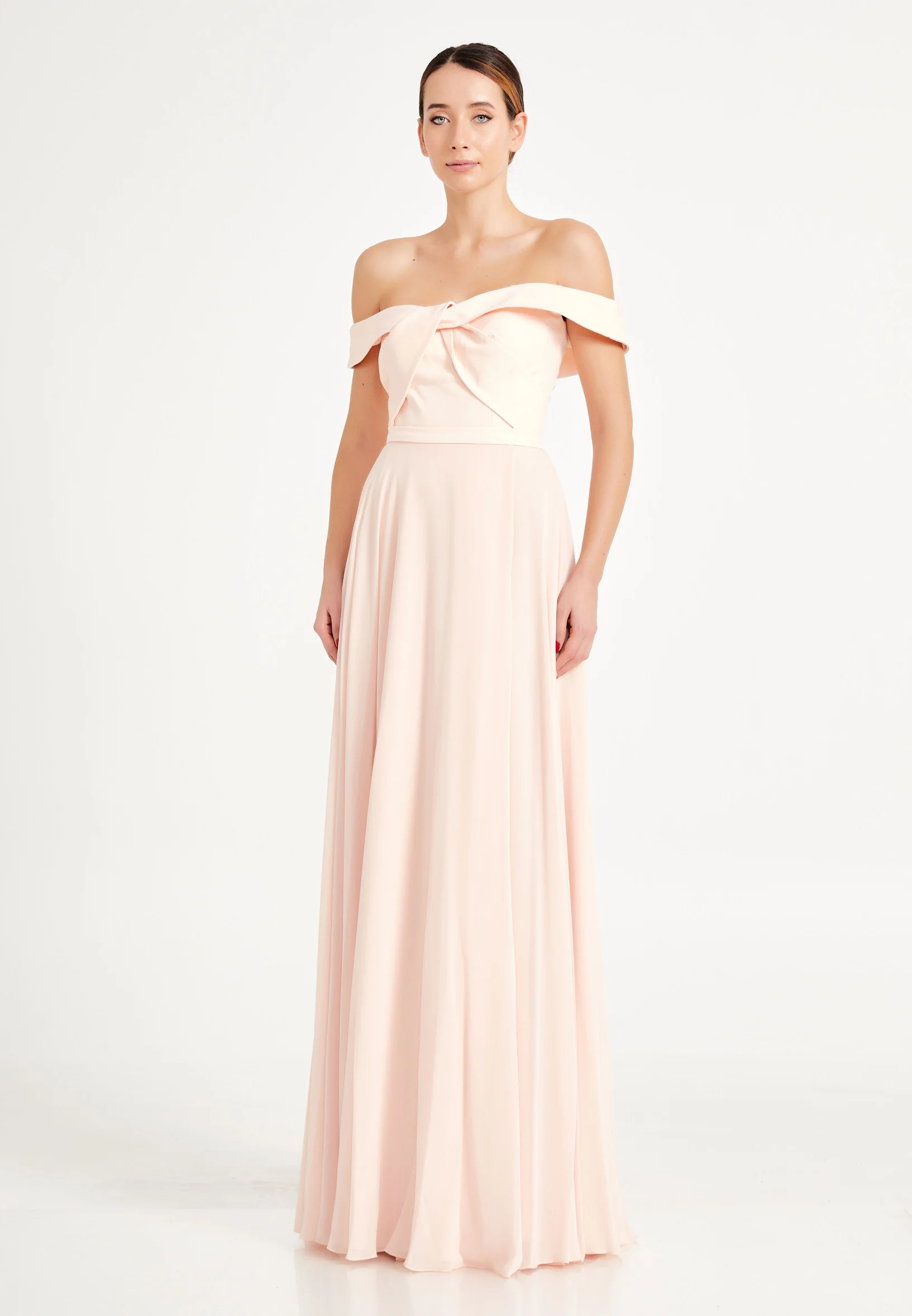 Off Shoulder Maxi Chiffon A - Line Regular Evening Dress oli7540 - Image 15
