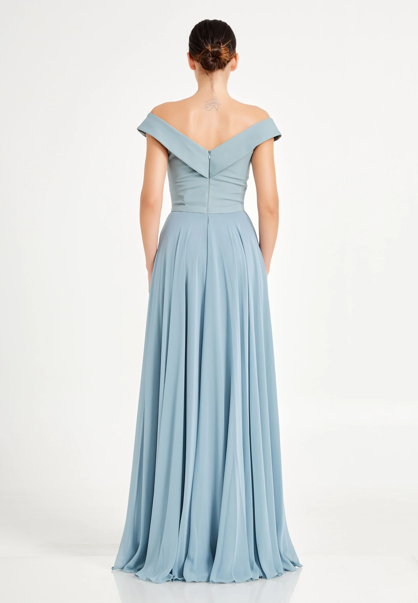 Off Shoulder Maxi Chiffon A - Line Regular Evening Dress oli7540 - Image 2