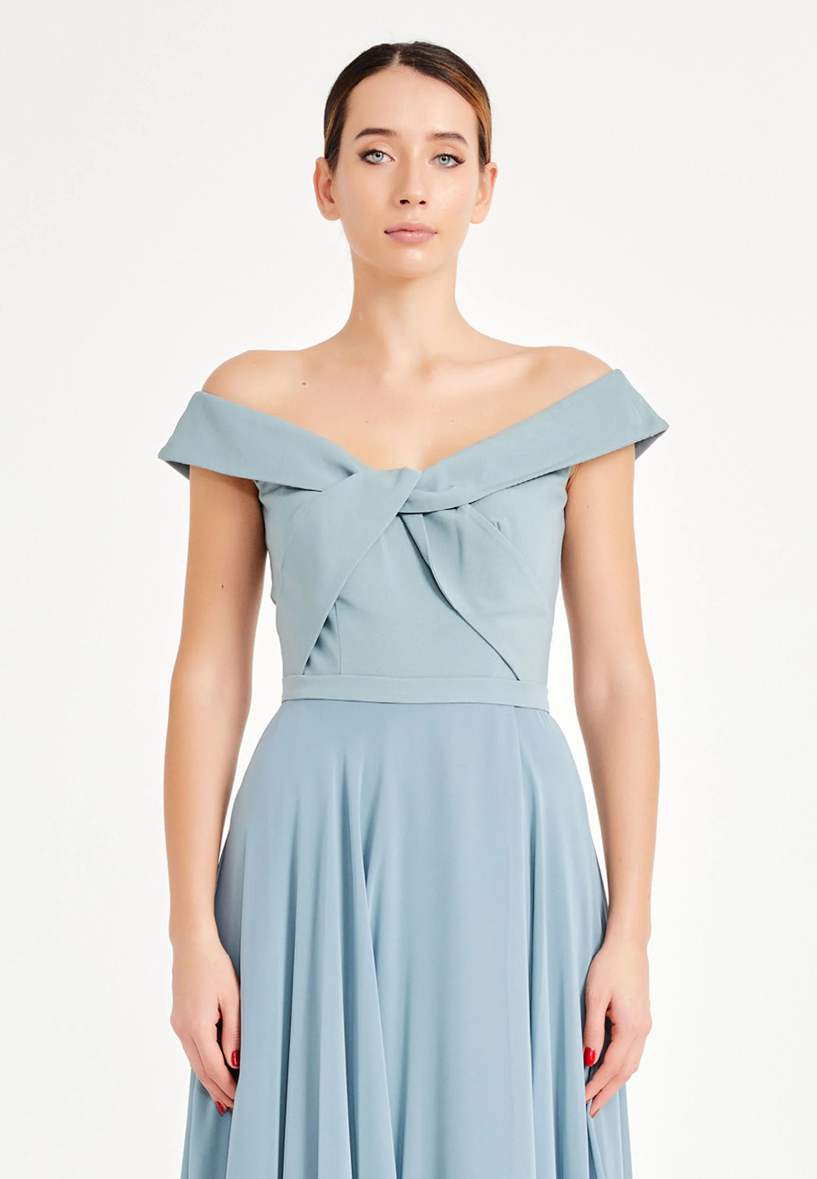 Off Shoulder Maxi Chiffon A - Line Regular Evening Dress oli7540 - Image 4