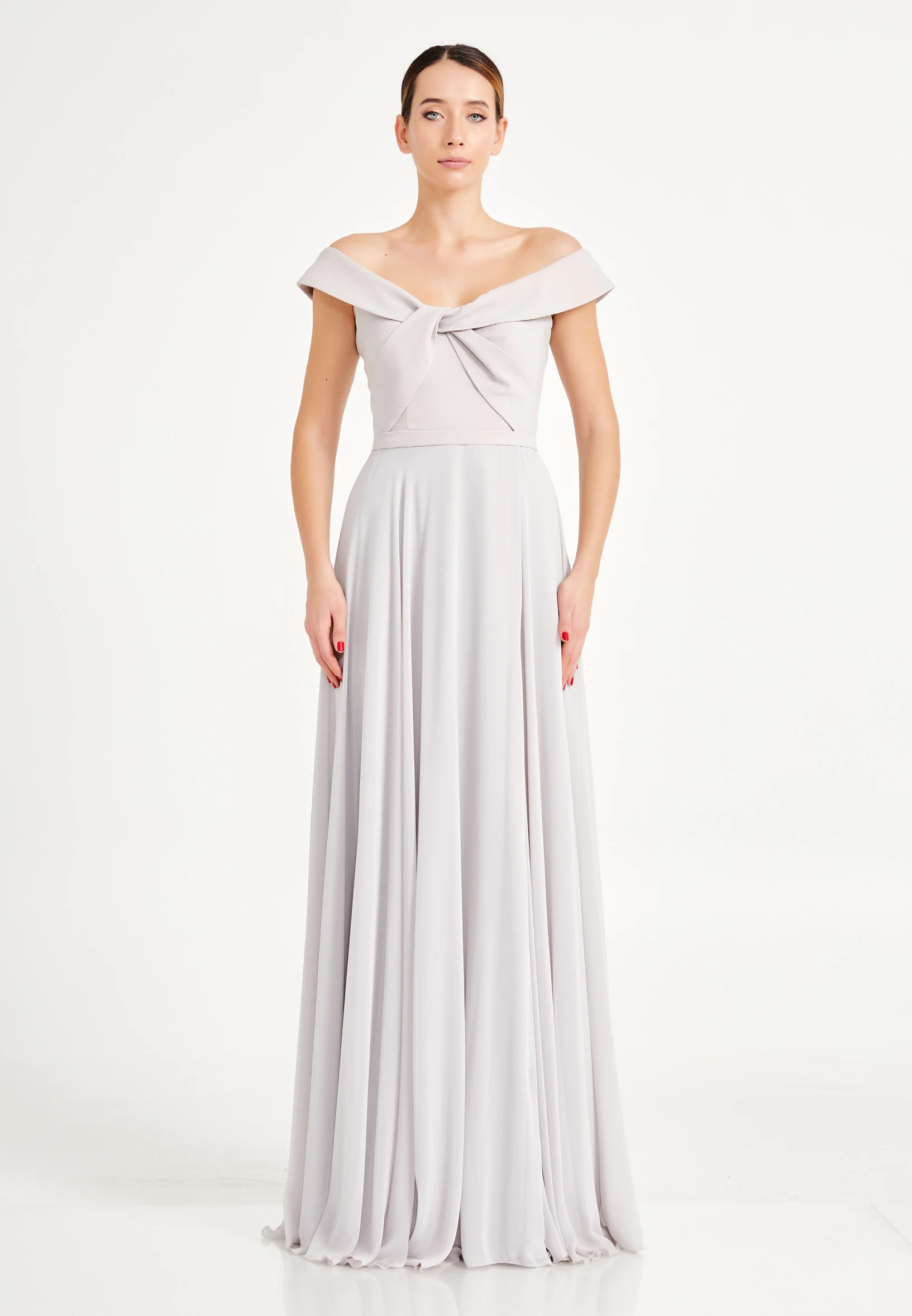 Off Shoulder Maxi Chiffon A - Line Regular Evening Dress oli7540 - Image 5