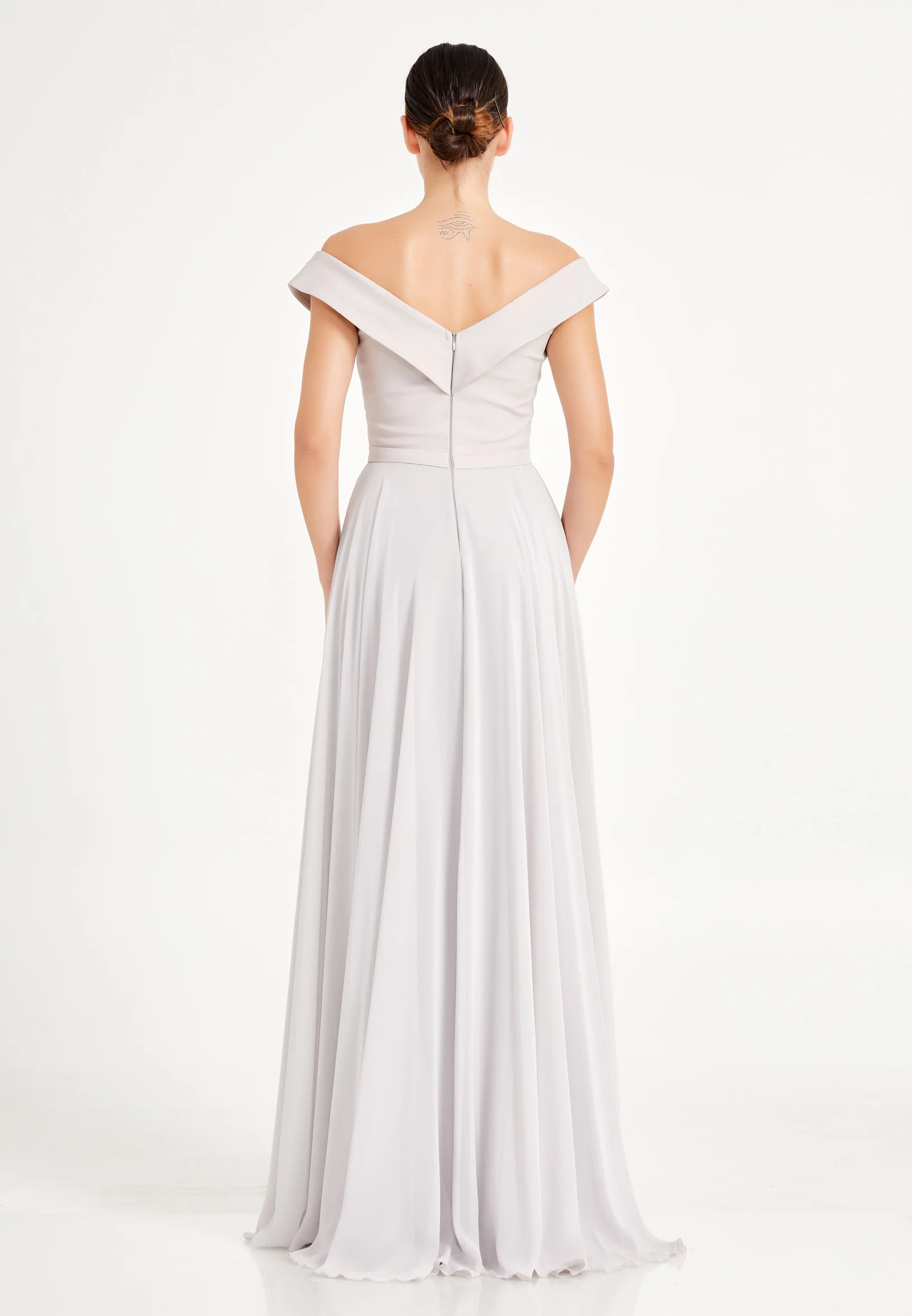 Off Shoulder Maxi Chiffon A - Line Regular Evening Dress oli7540 - Image 6
