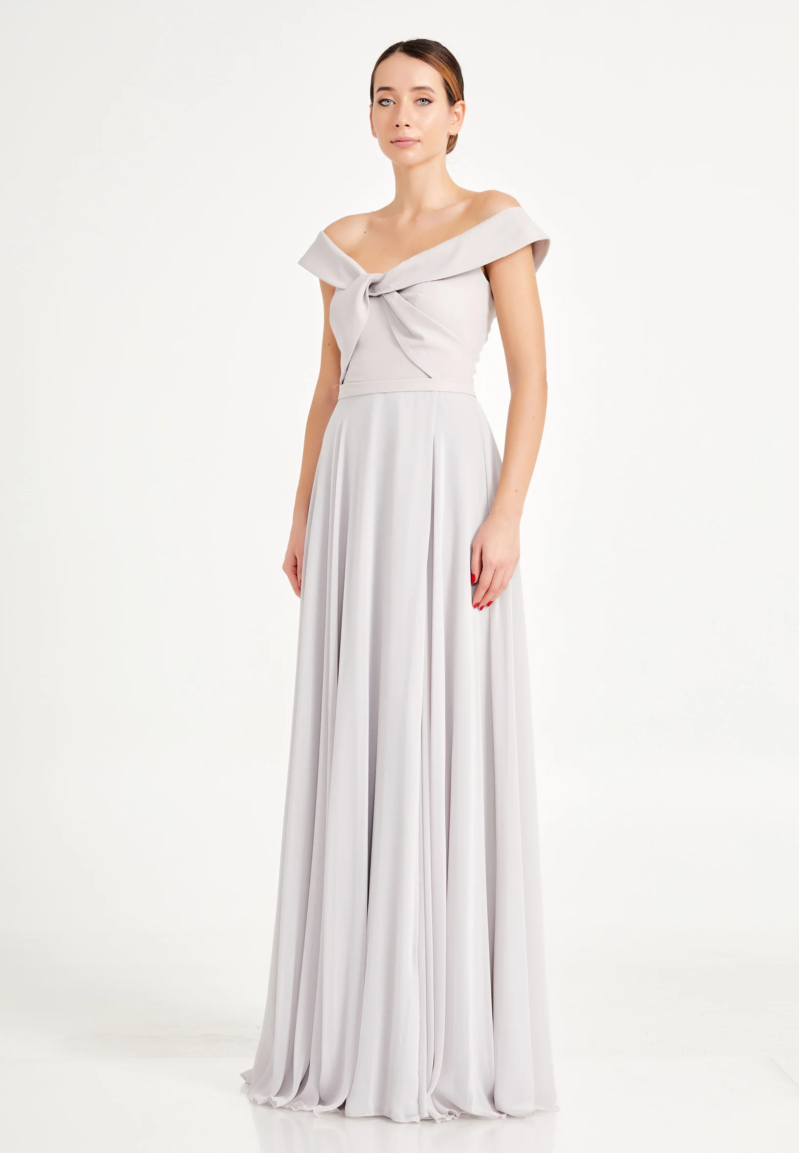 Off Shoulder Maxi Chiffon A - Line Regular Evening Dress oli7540 - Image 7