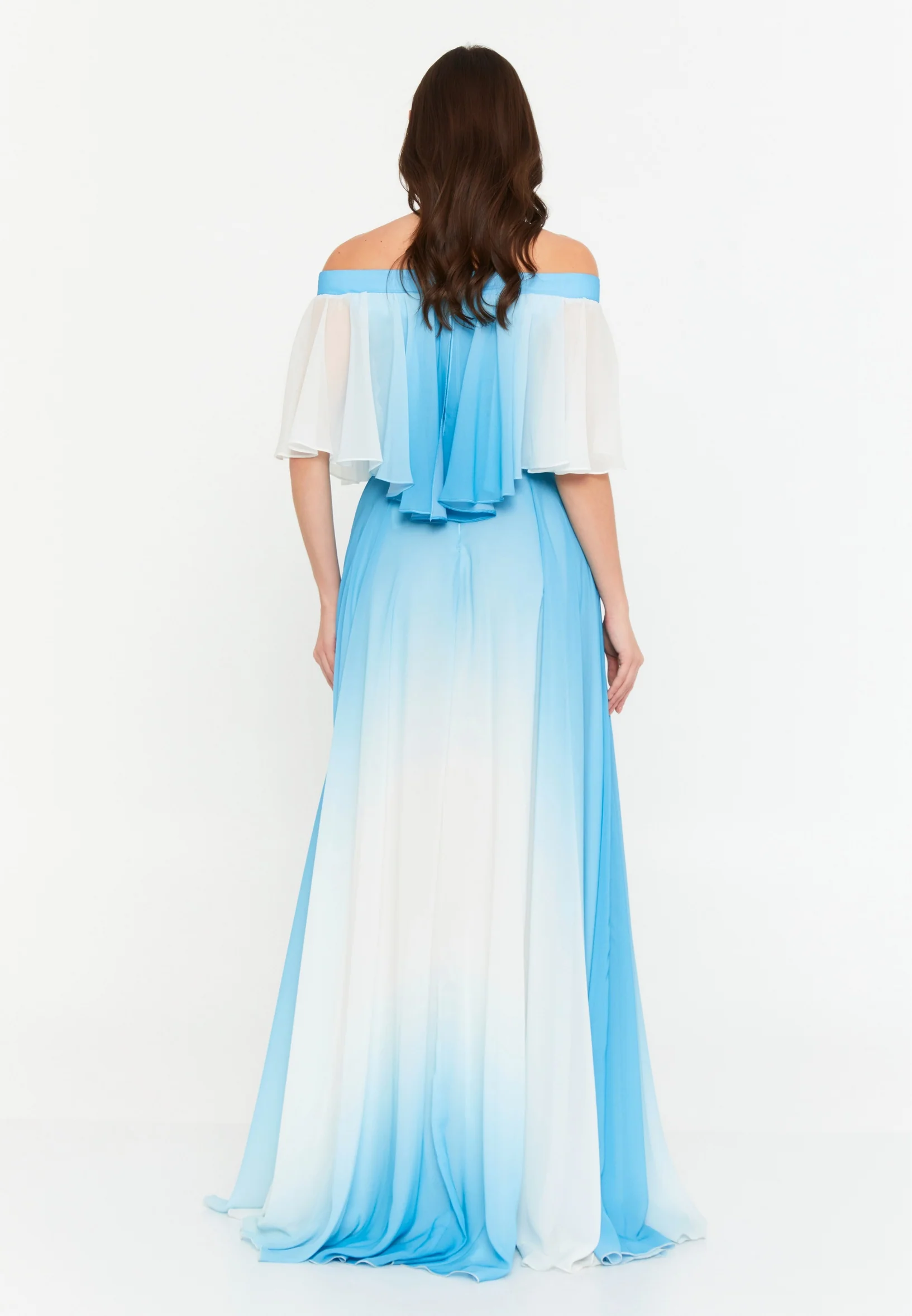 Off Shoulder Maxi Chiffon A - Line Regular Wedding Guest Dress frc4161 - Image 10
