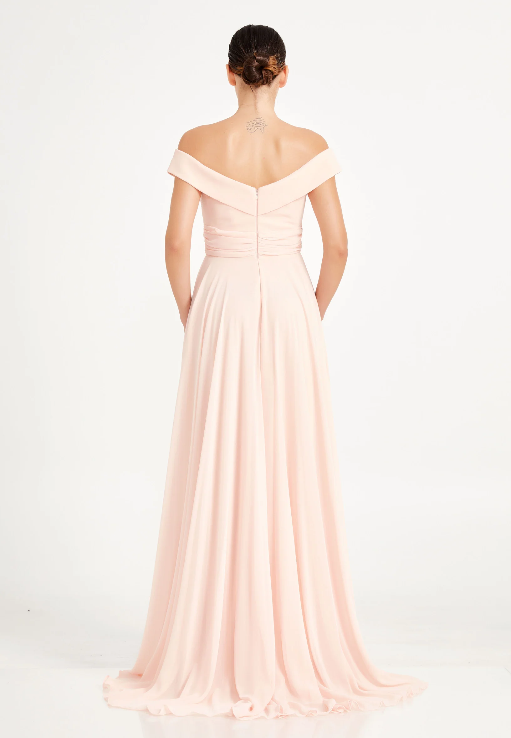 Off Shoulder Maxi Chiffon A - Line Regular Wedding Guest Dress frc6331 - Image 10