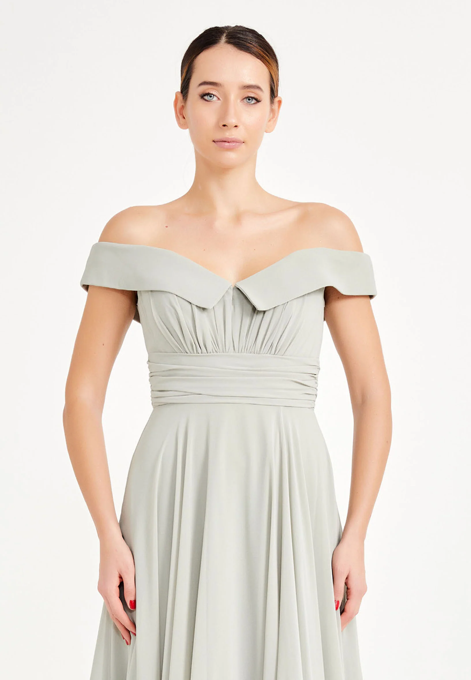 Off Shoulder Maxi Chiffon A - Line Regular Wedding Guest Dress frc6331 - Image 4