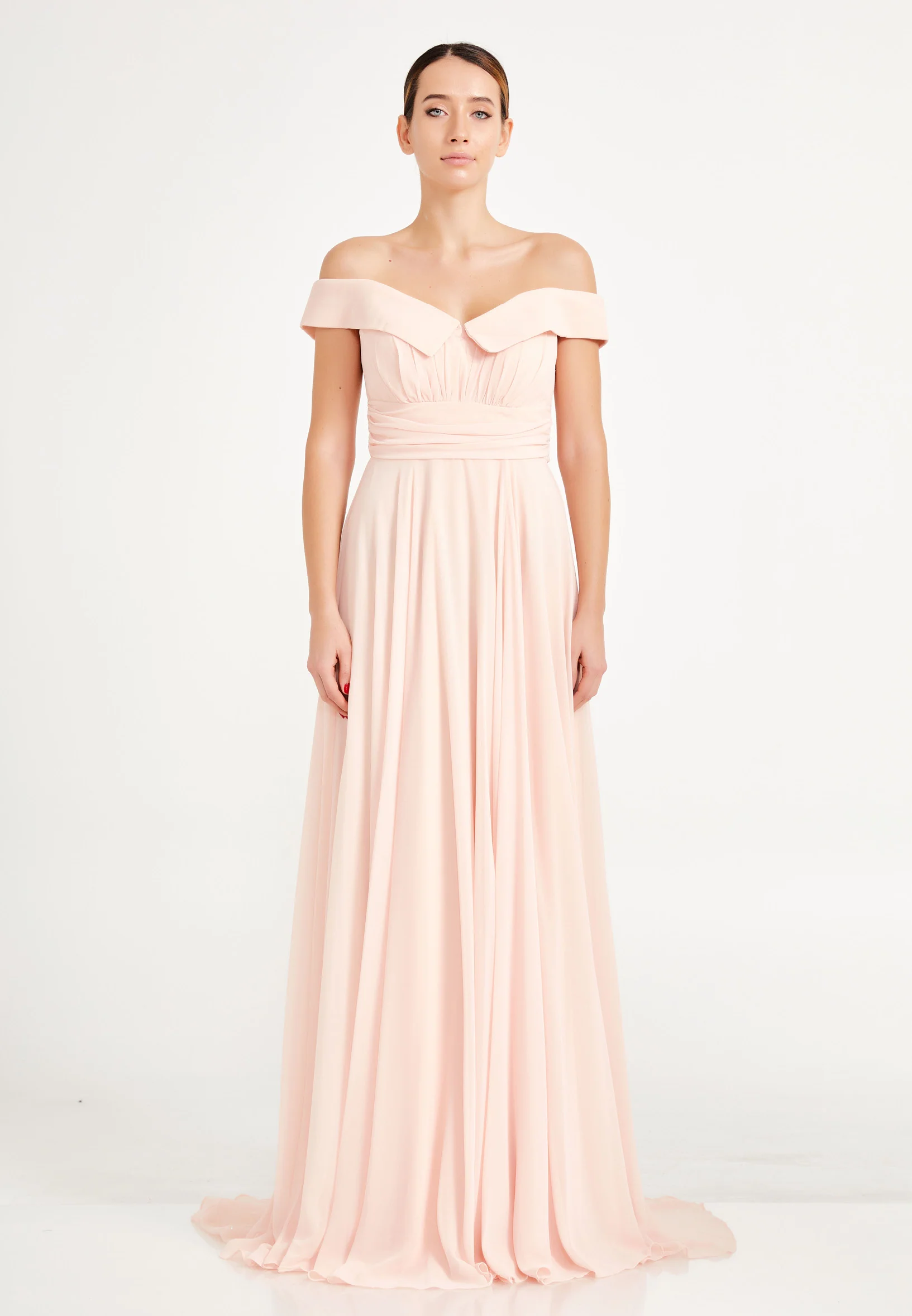 Off Shoulder Maxi Chiffon A - Line Regular Wedding Guest Dress frc6331 - Image 9