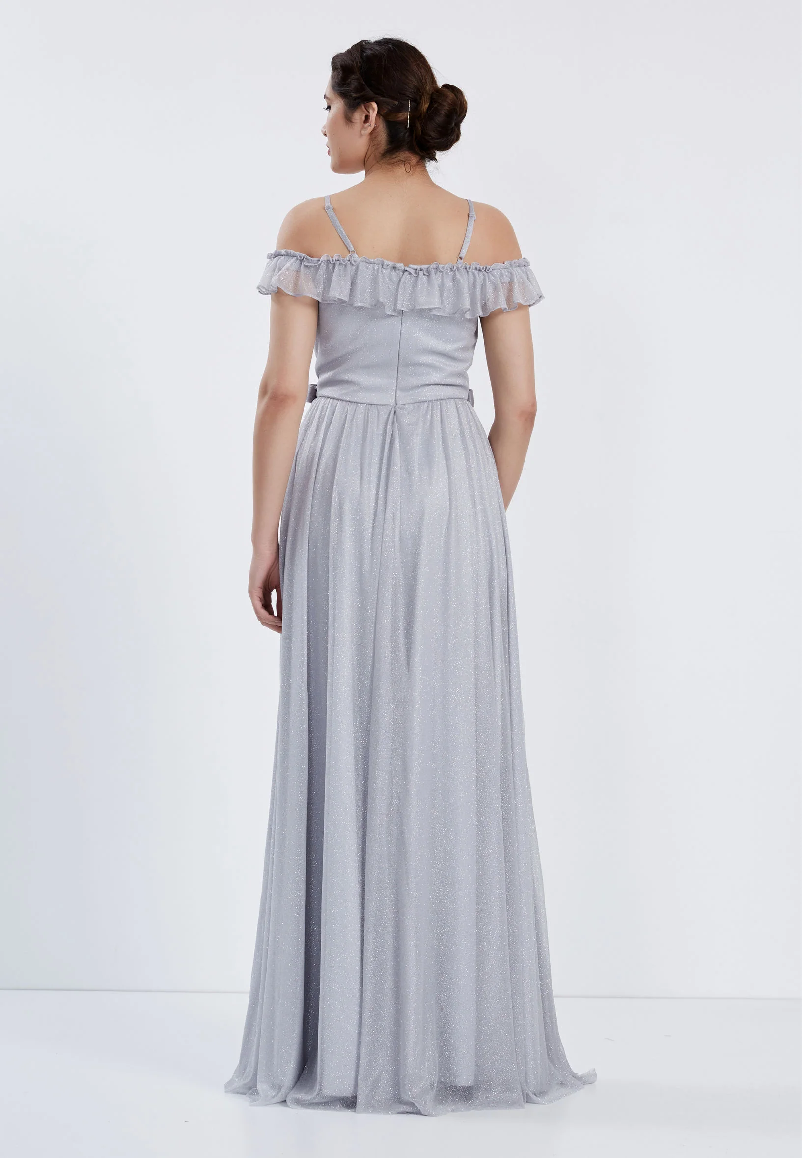 Off Shoulder Maxi Chiffon Column Regular Wedding Guest Dress brq1019 - Image 2