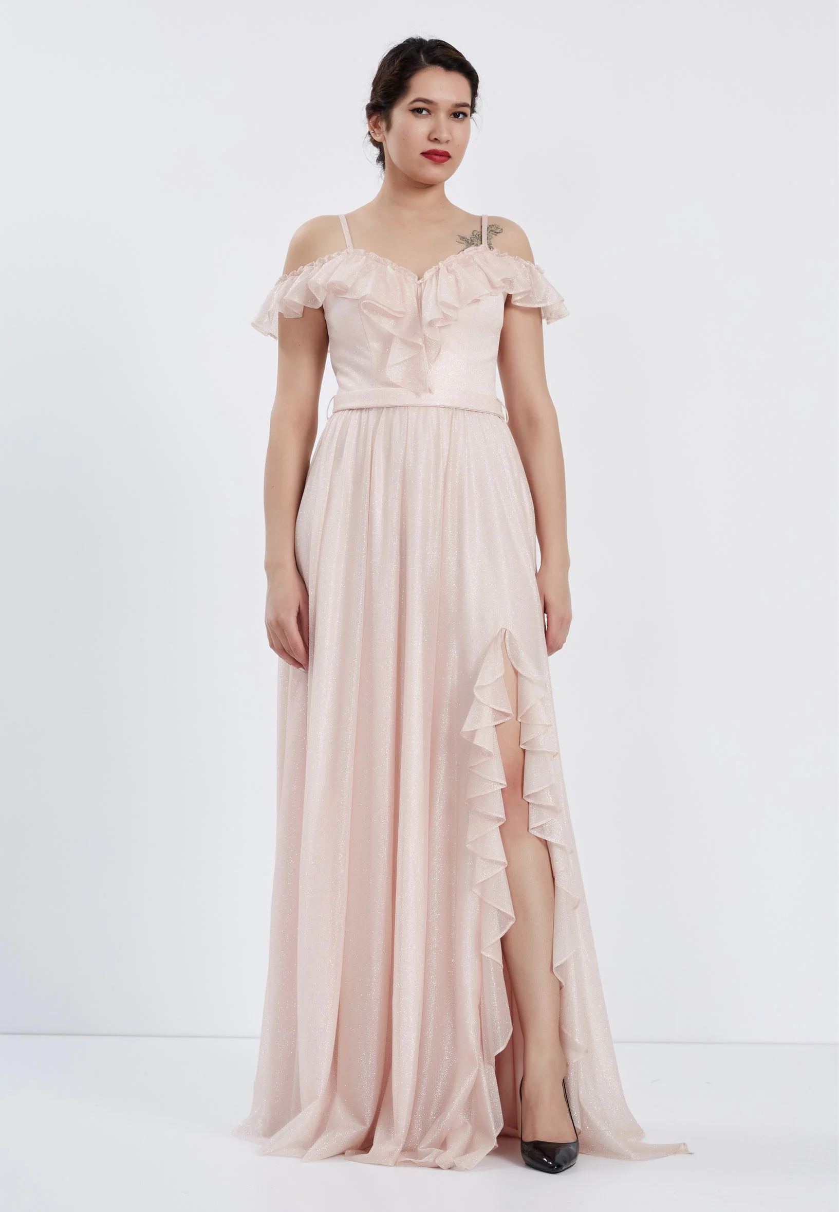Off Shoulder Maxi Chiffon Column Regular Wedding Guest Dress brq1019 - Image 5