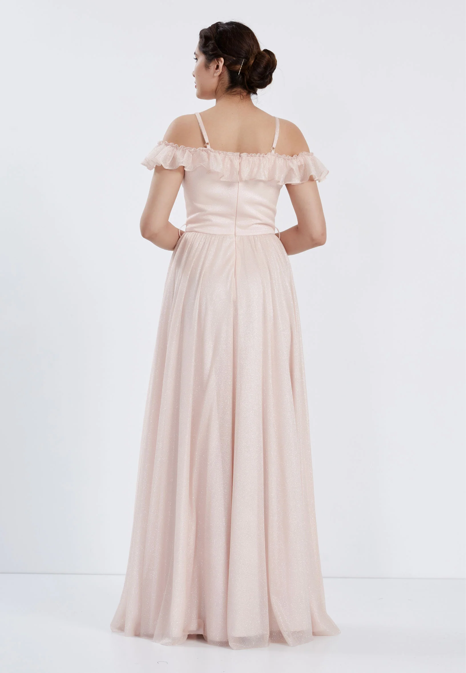 Off Shoulder Maxi Chiffon Column Regular Wedding Guest Dress brq1019 - Image 6