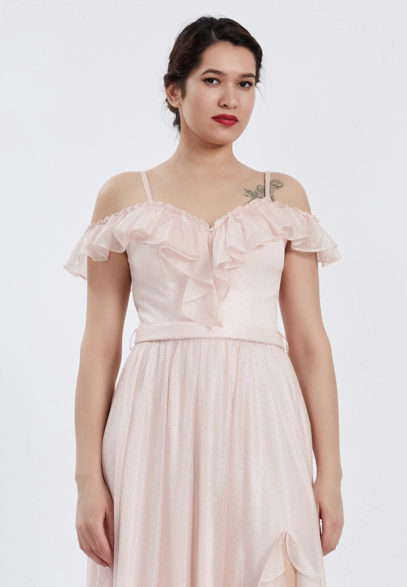 Off Shoulder Maxi Chiffon Column Regular Wedding Guest Dress brq1019 - Image 8