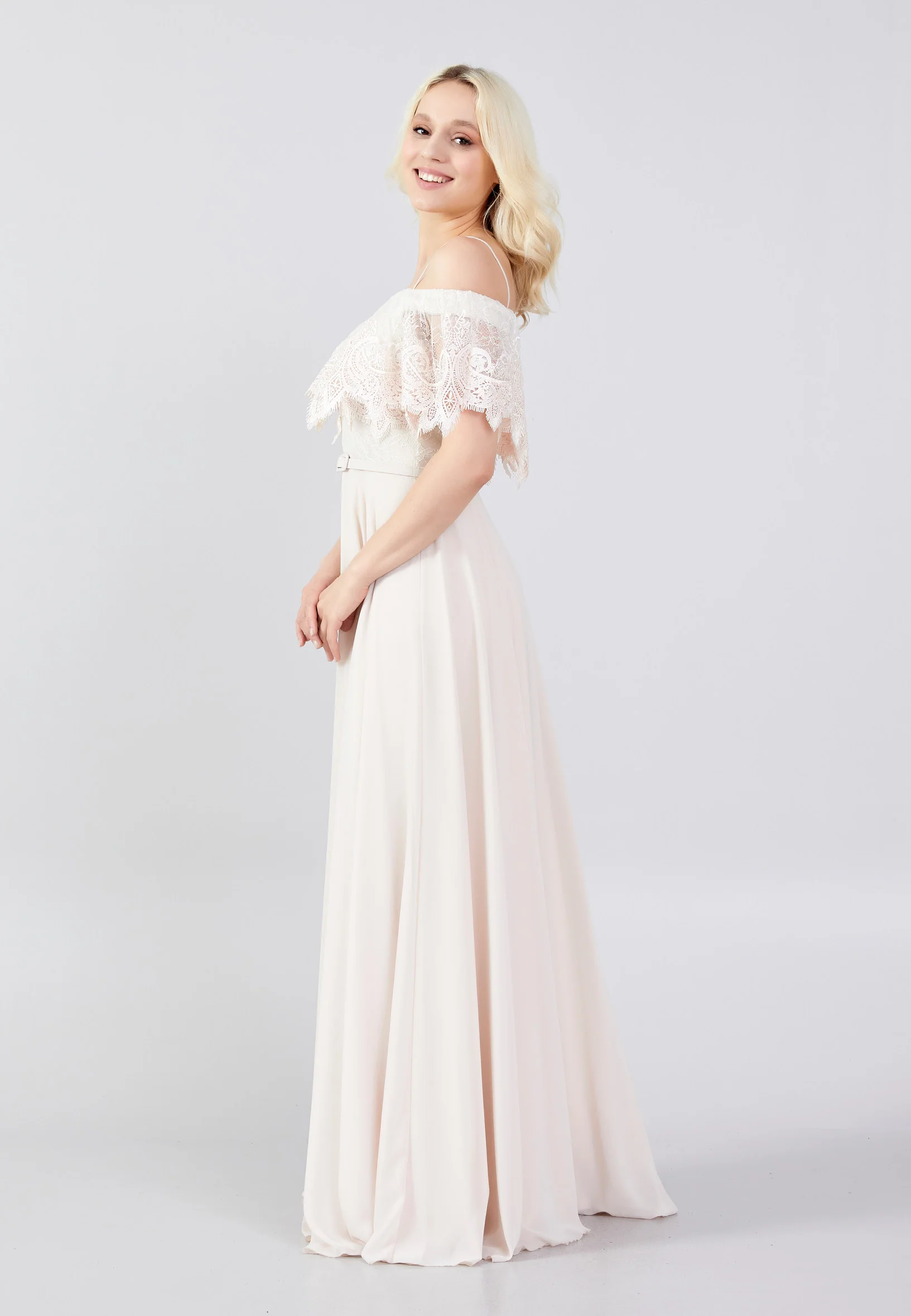 Off Shoulder Maxi Chiffon Column Regular Wedding Guest Dress frc6469 - Image 11